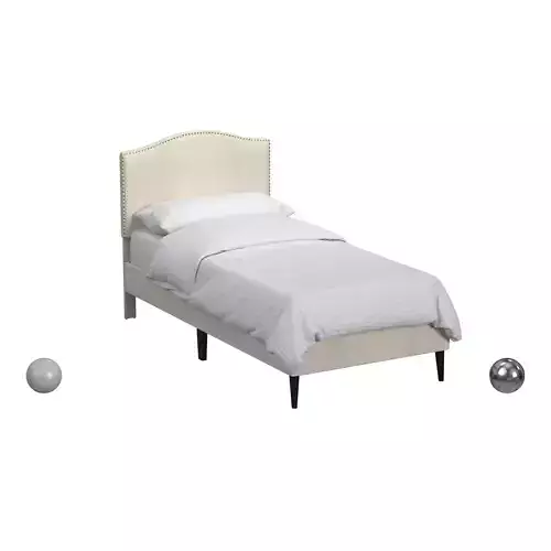 Twin Arched Nail Trim Pltfm Bed - Beige 3D model