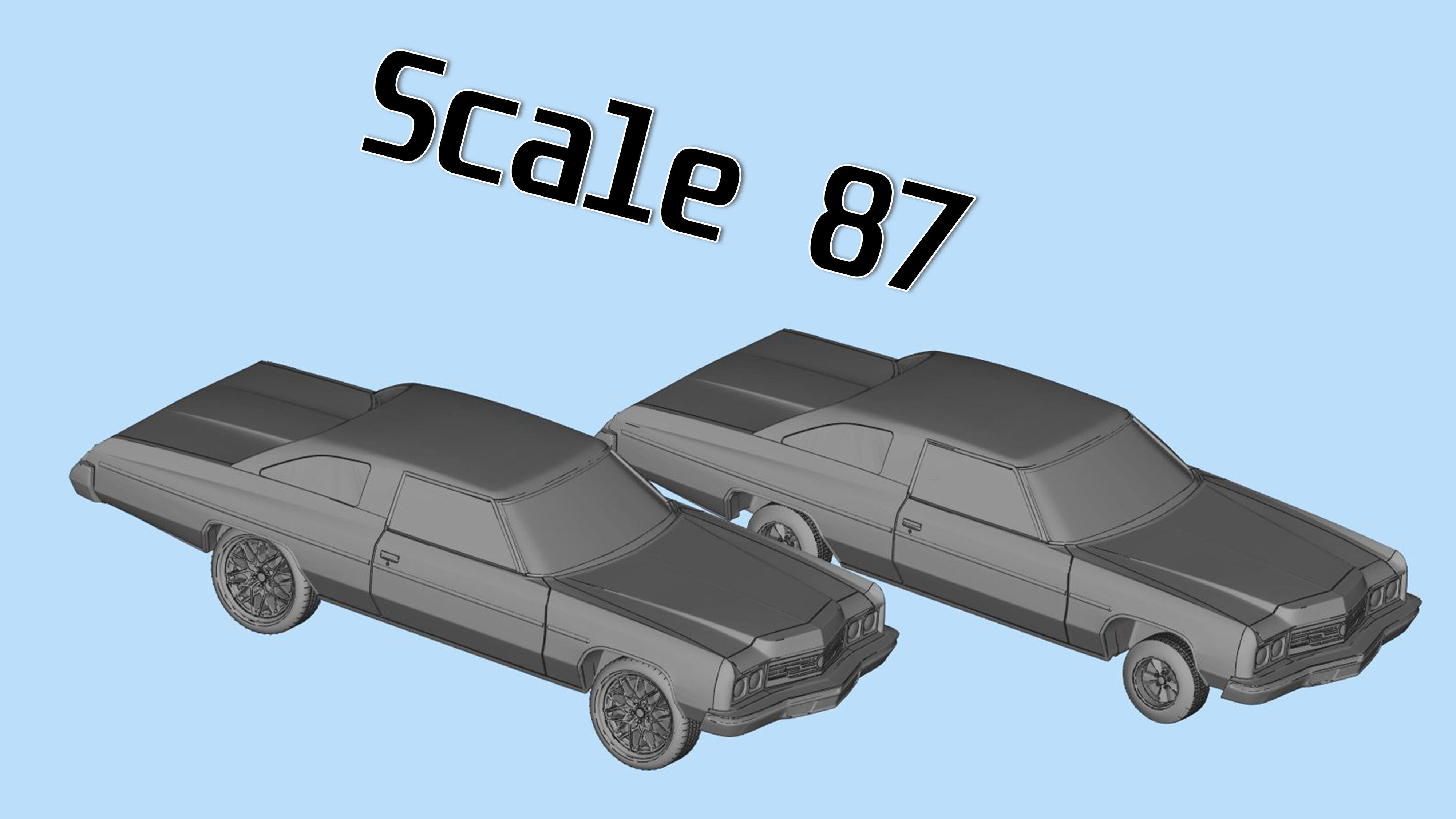 Chevy Impala 2 door two vers of Donk and Lowride wheels 3D print model_7