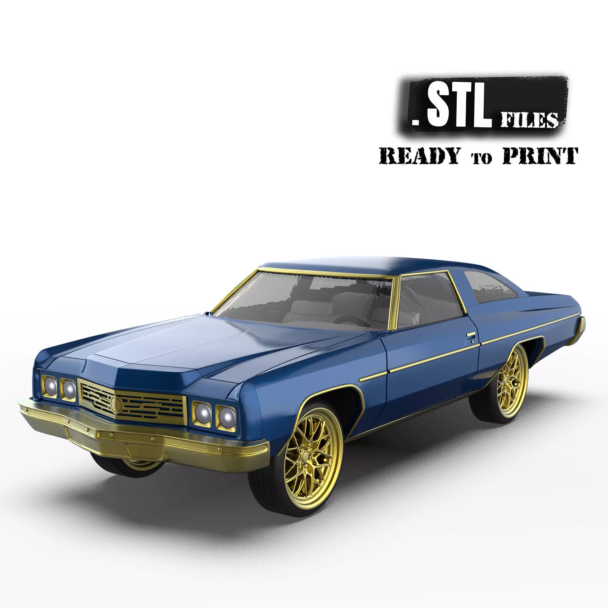 Chevy Impala 2 door two vers of Donk and Lowride wheels 3D print model_0