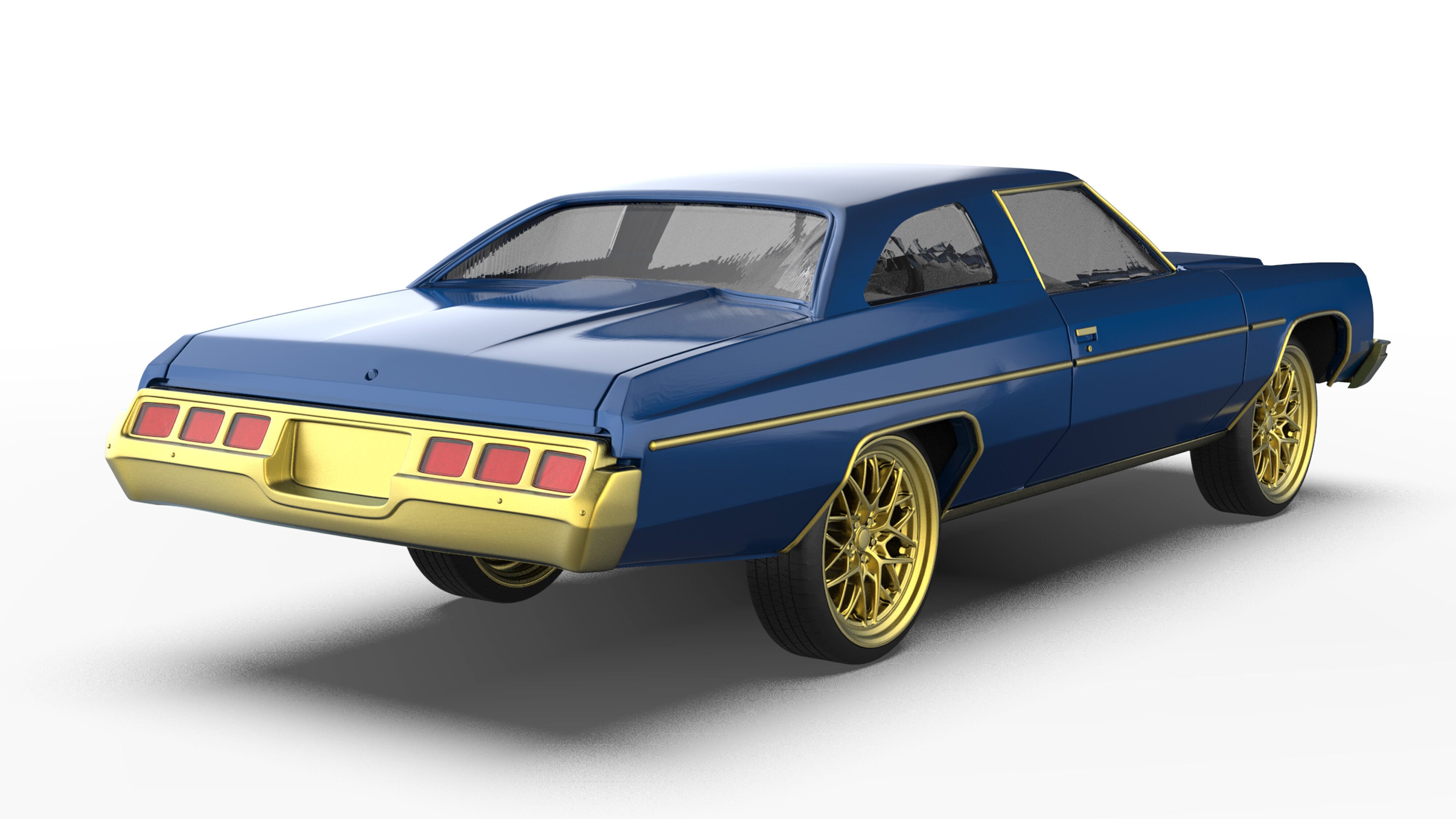 Chevy Impala 2 door two vers of Donk and Lowride wheels 3D print model_8