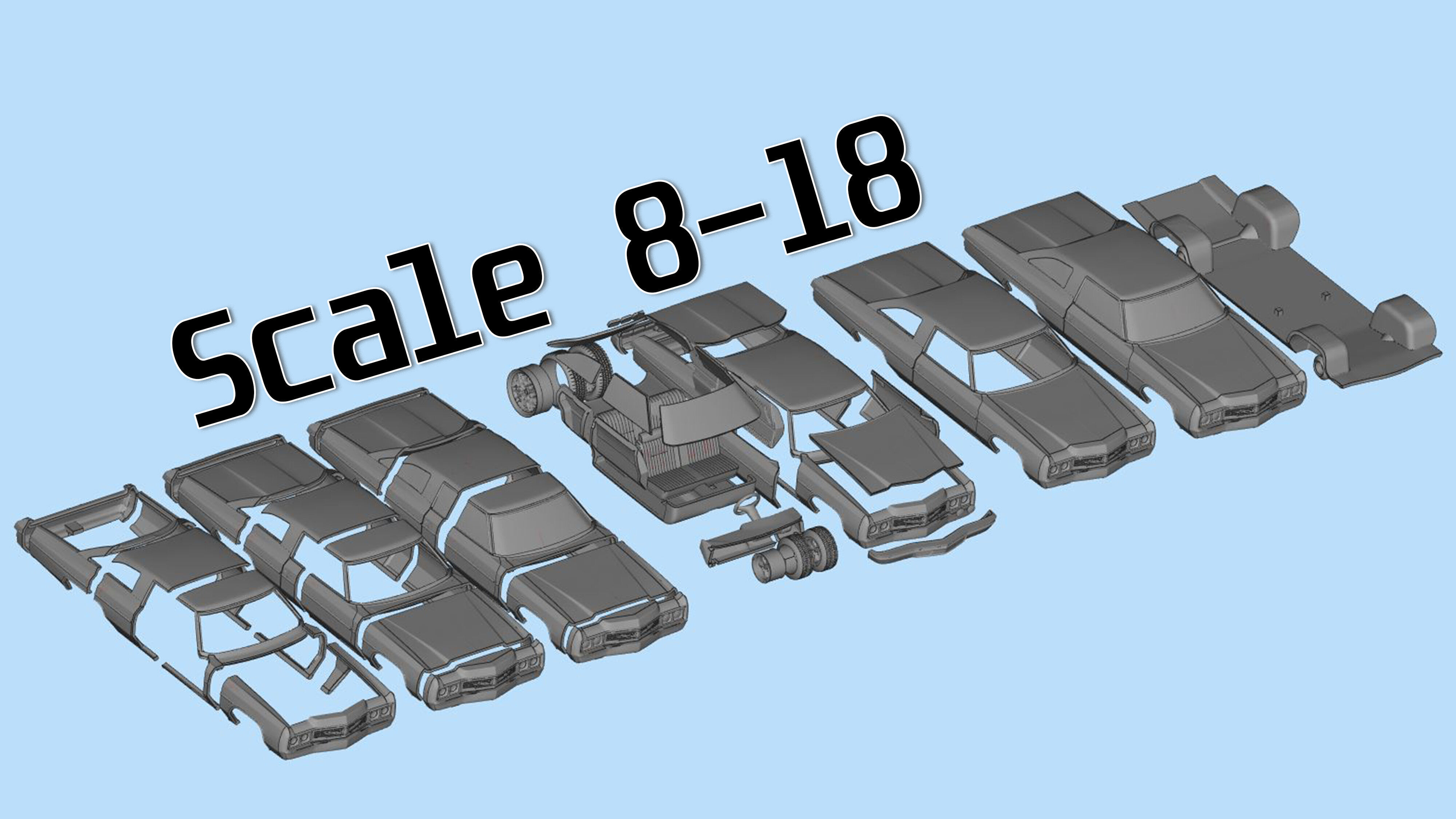 Chevy Impala 2 door two vers of Donk and Lowride wheels 3D print model_4