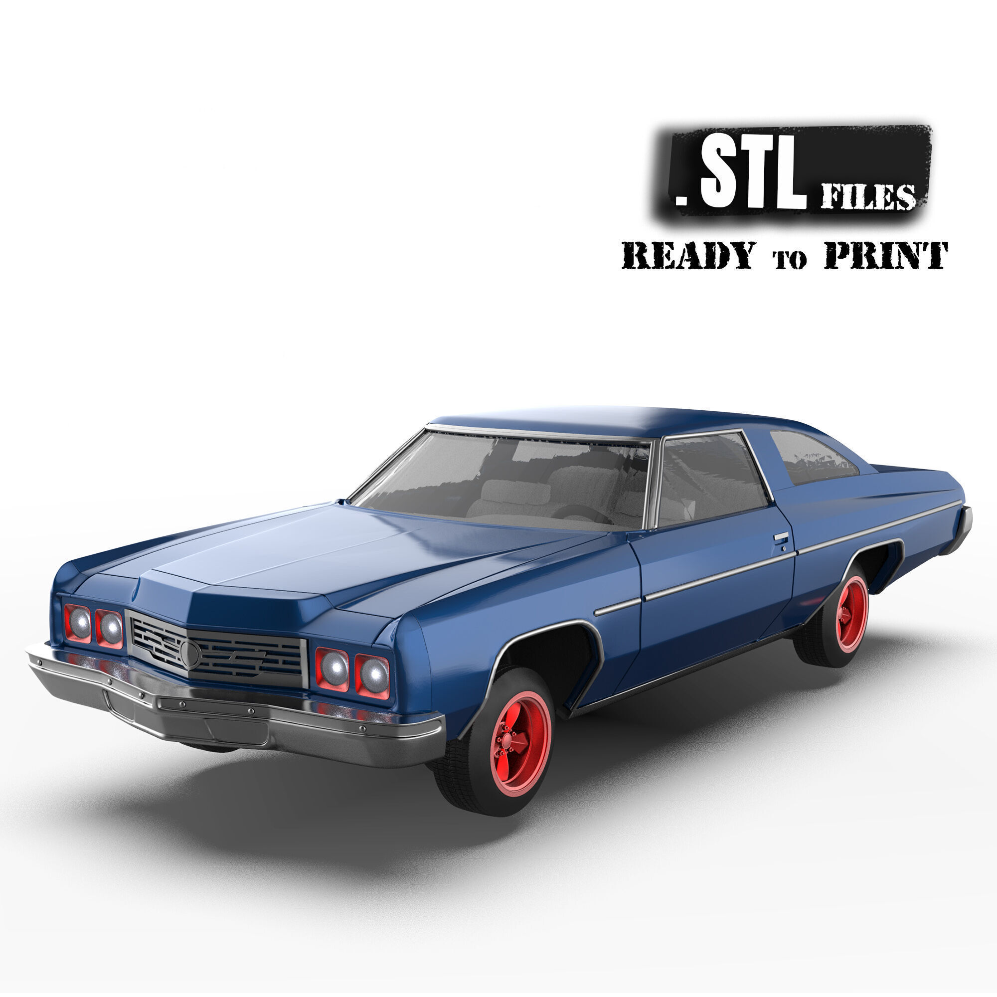 Chevy Impala 2 door two vers of Donk and Lowride wheels 3D print model_2