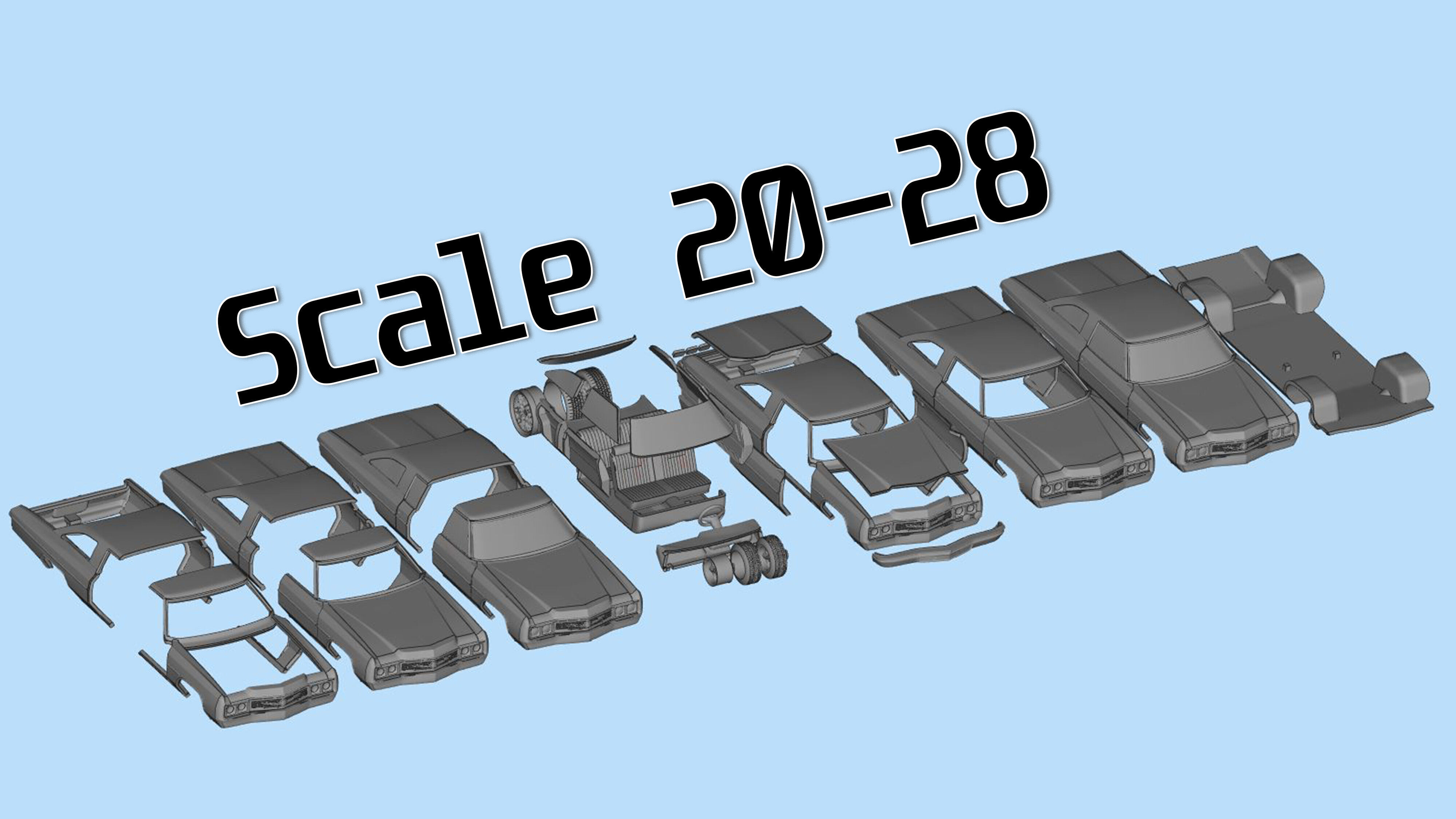 Chevy Impala 2 door two vers of Donk and Lowride wheels 3D print model_5