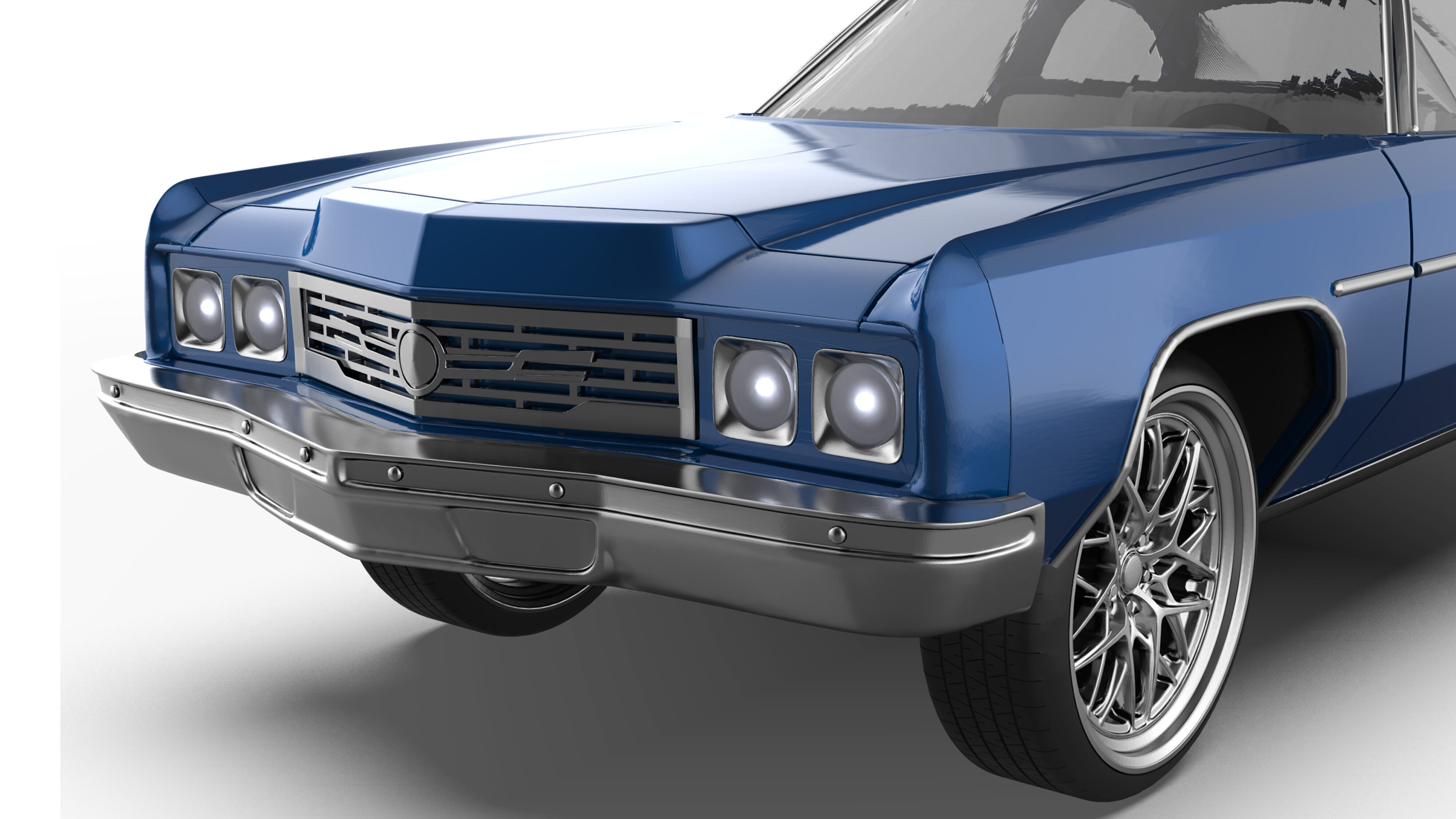 Chevy Impala 2 door two vers of Donk and Lowride wheels 3D print model_17