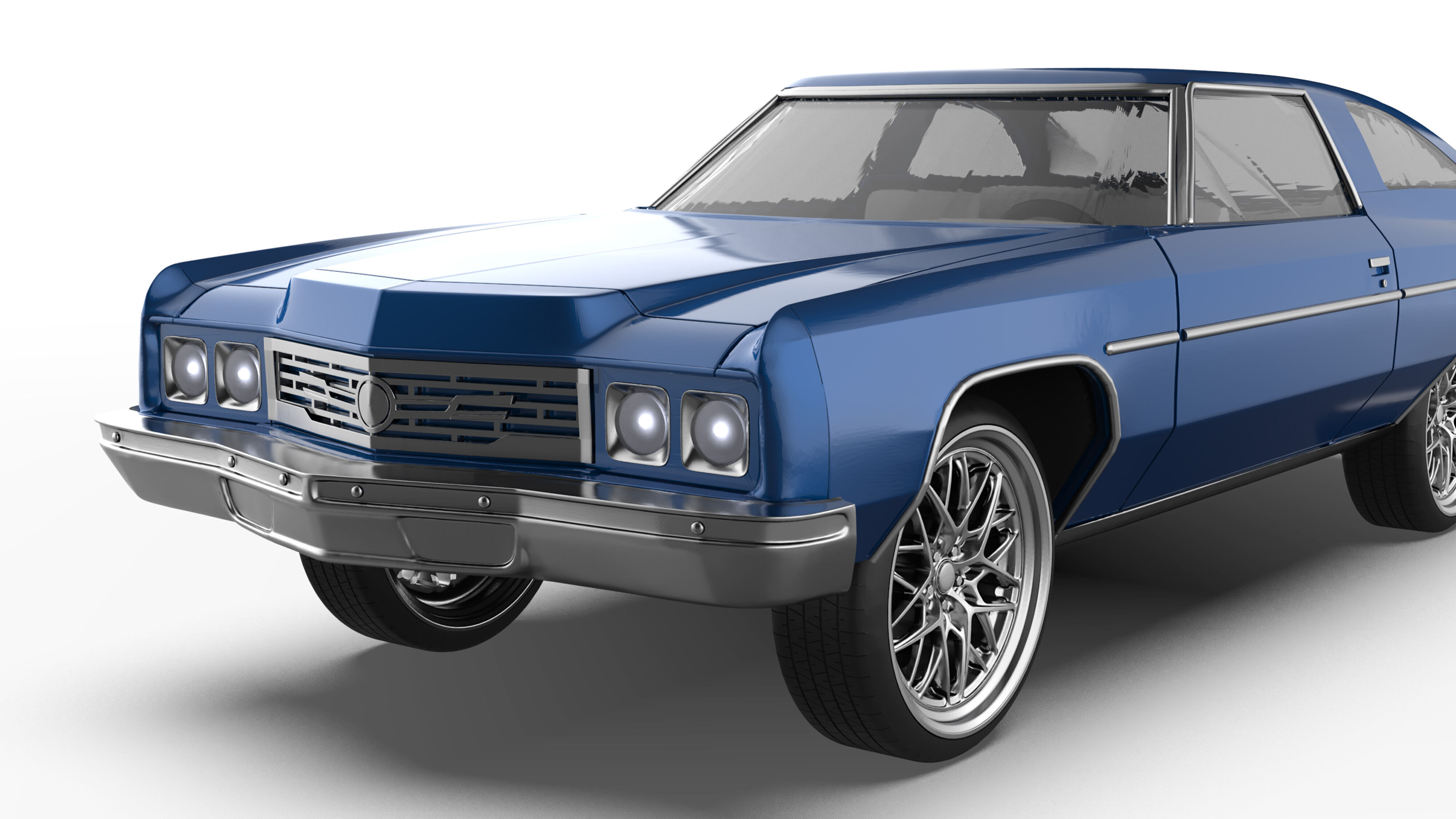 Chevy Impala 2 door two vers of Donk and Lowride wheels 3D print model_9