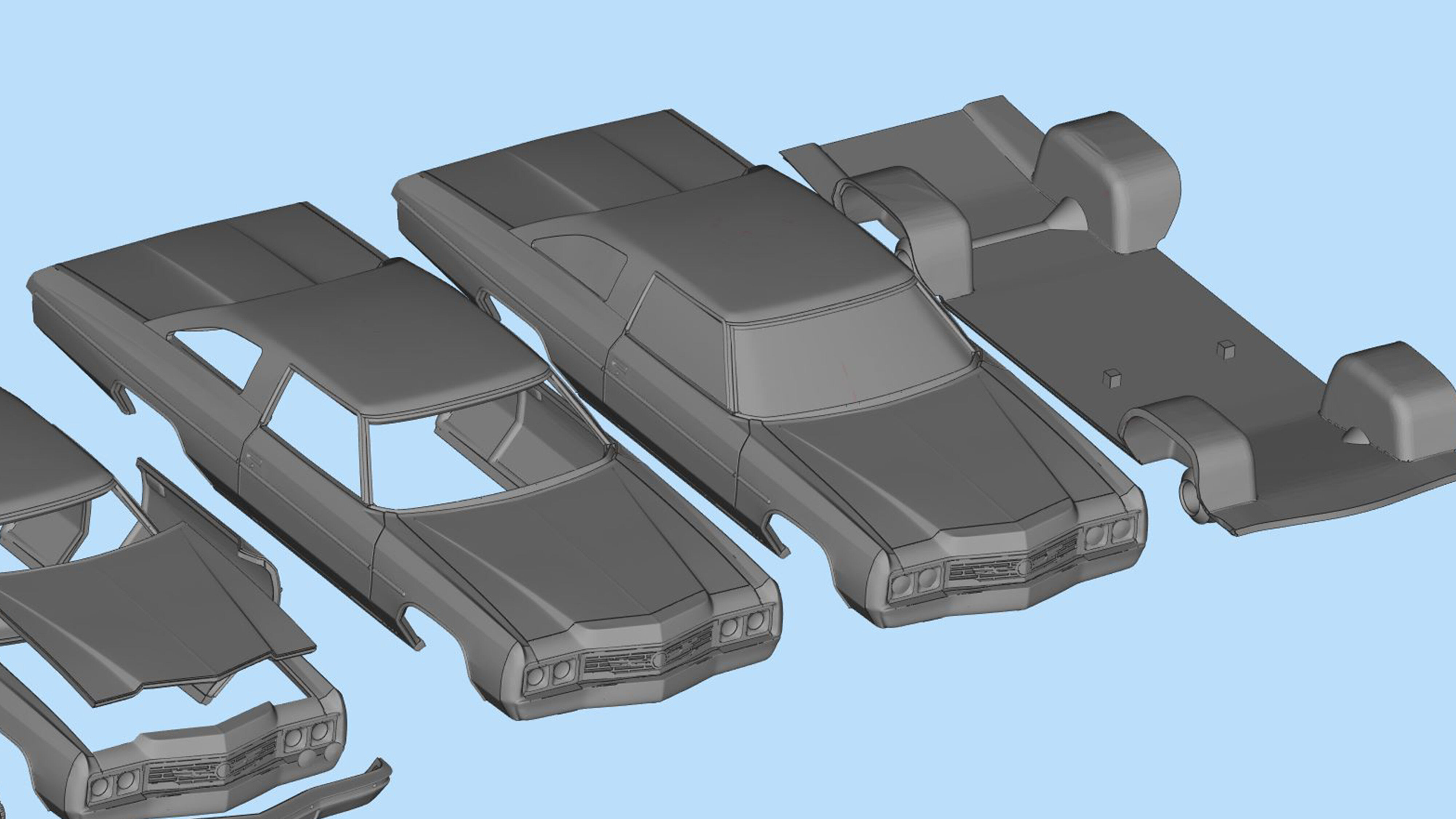 Chevy Impala 2 door two vers of Donk and Lowride wheels 3D print model_14