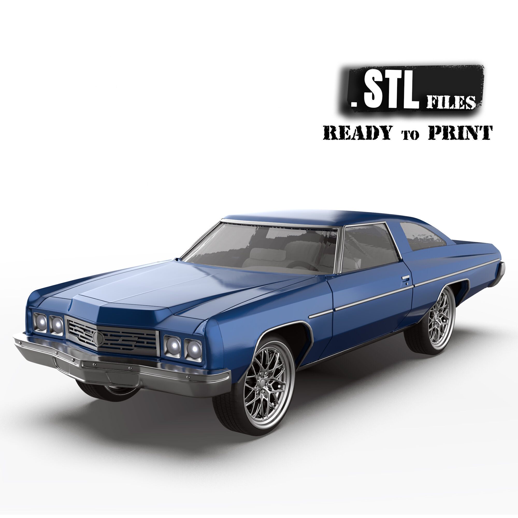 Chevy Impala 2 door two vers of Donk and Lowride wheels 3D print model_15