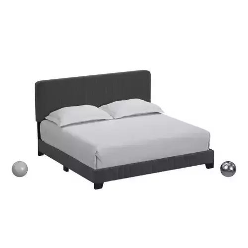 Mid Century King All-In-One Uph Bed-Steel