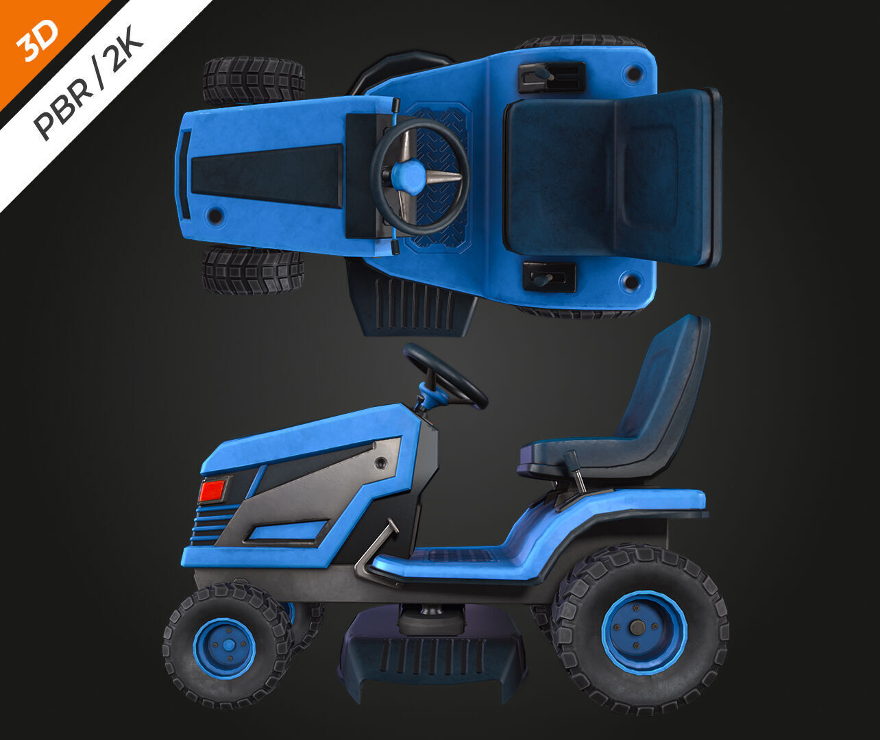 Ride on Mower Low-poly 3D model_7