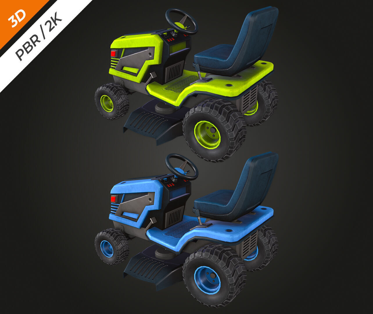 Ride on Mower Low-poly 3D model_11