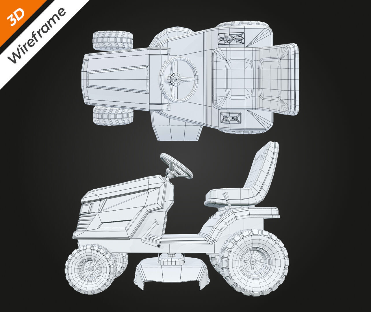 Ride on Mower Low-poly 3D model_13