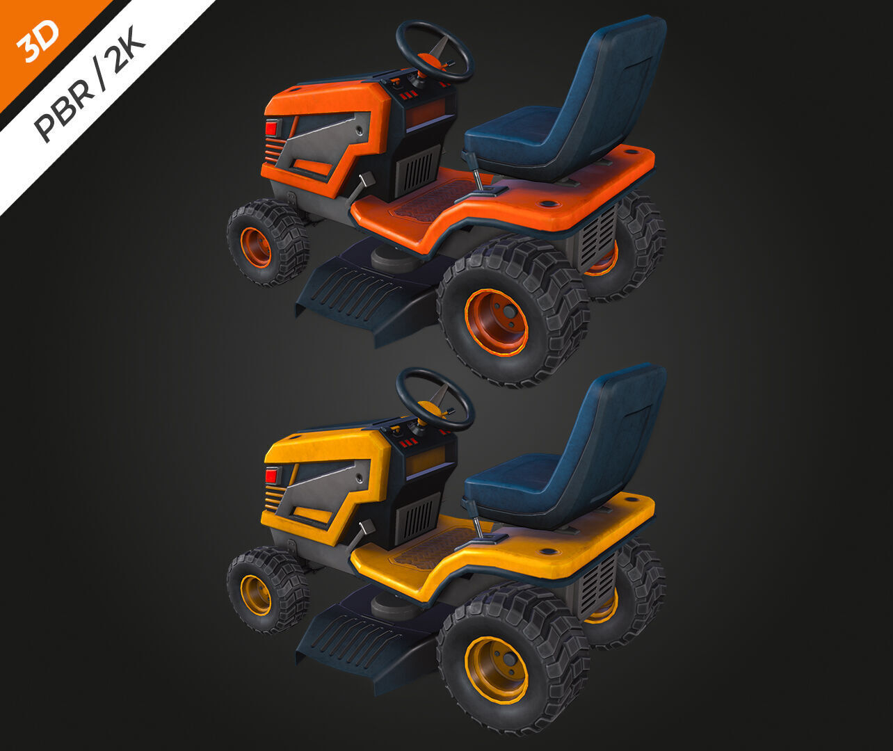 Ride on Mower Low-poly 3D model_10