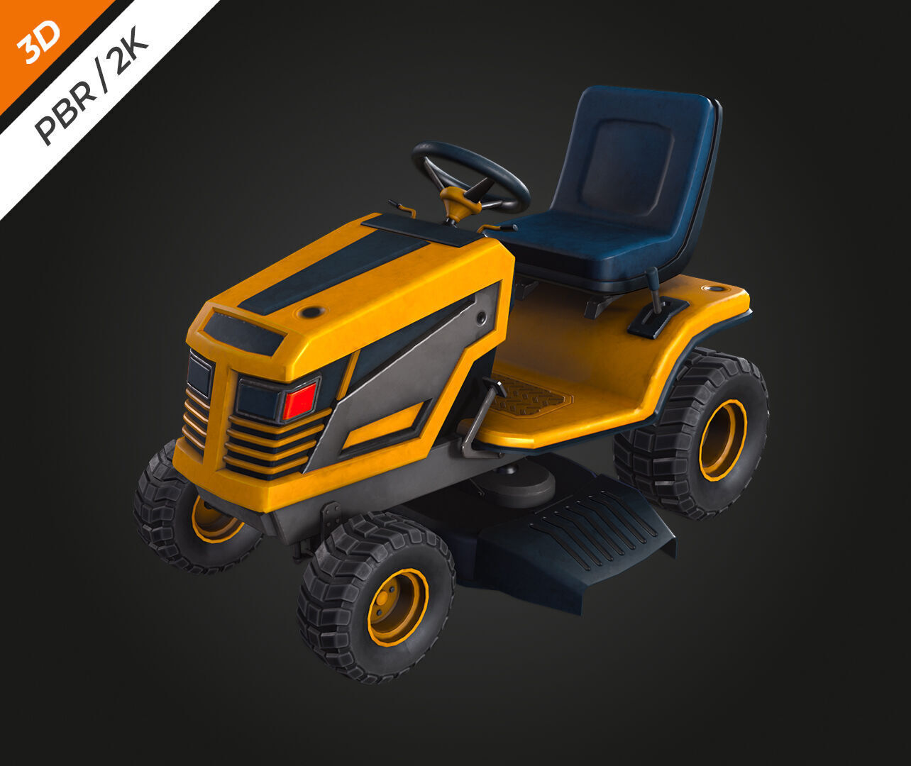 Ride on Mower Low-poly 3D model_2