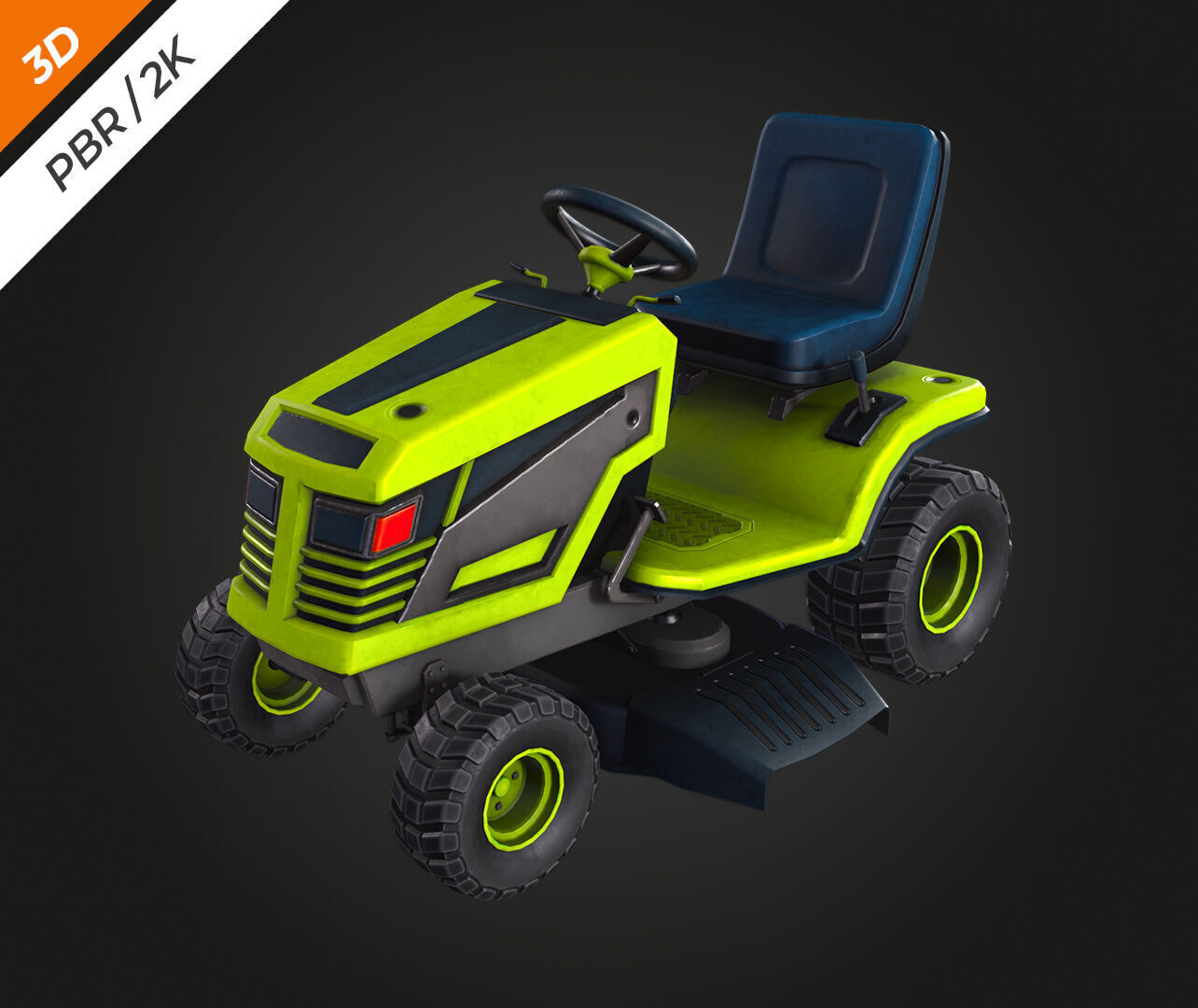 Ride on Mower Low-poly 3D model_5