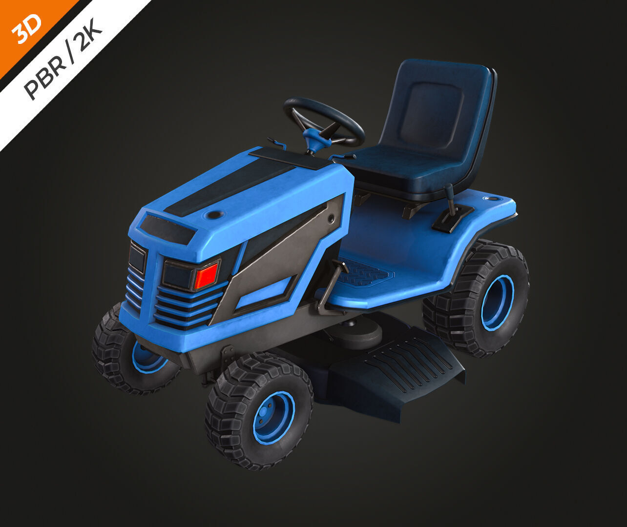 Ride on Mower Low-poly 3D model_3