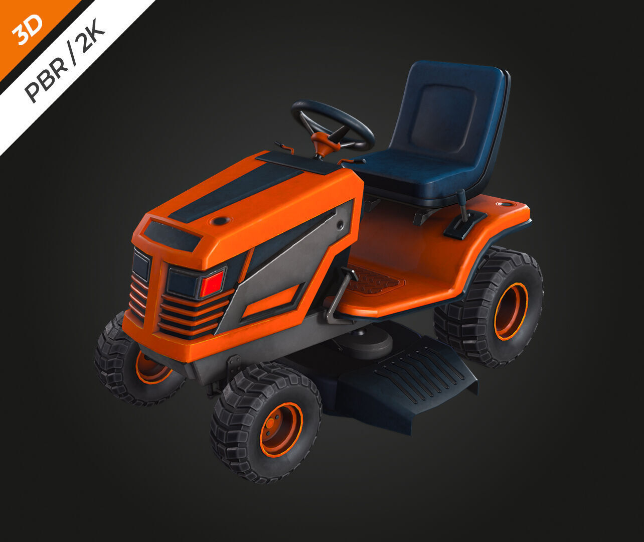 Ride on Mower Low-poly 3D model_4