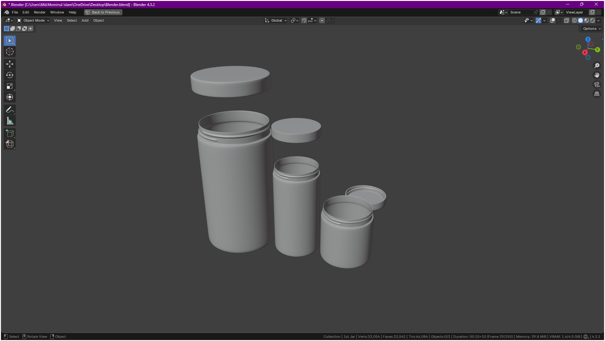 Clear plastic container jar 3D model_1