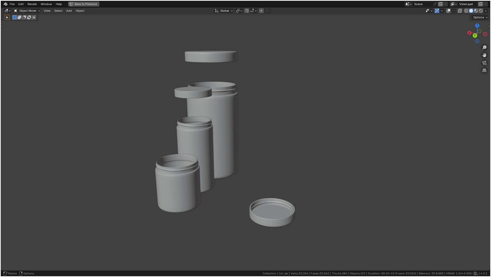 Clear plastic container jar 3D model_3