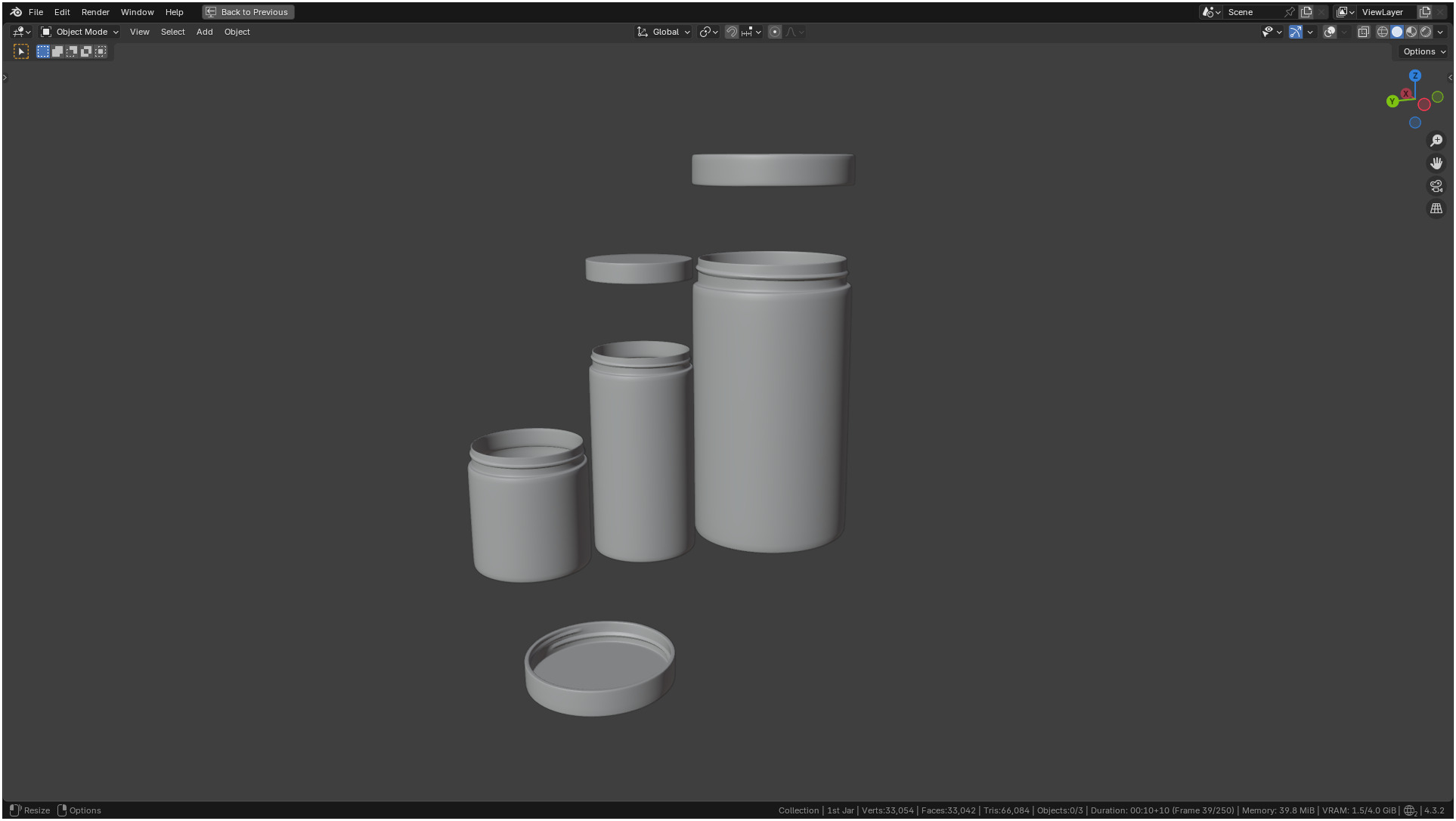 Clear plastic container jar 3D model_4