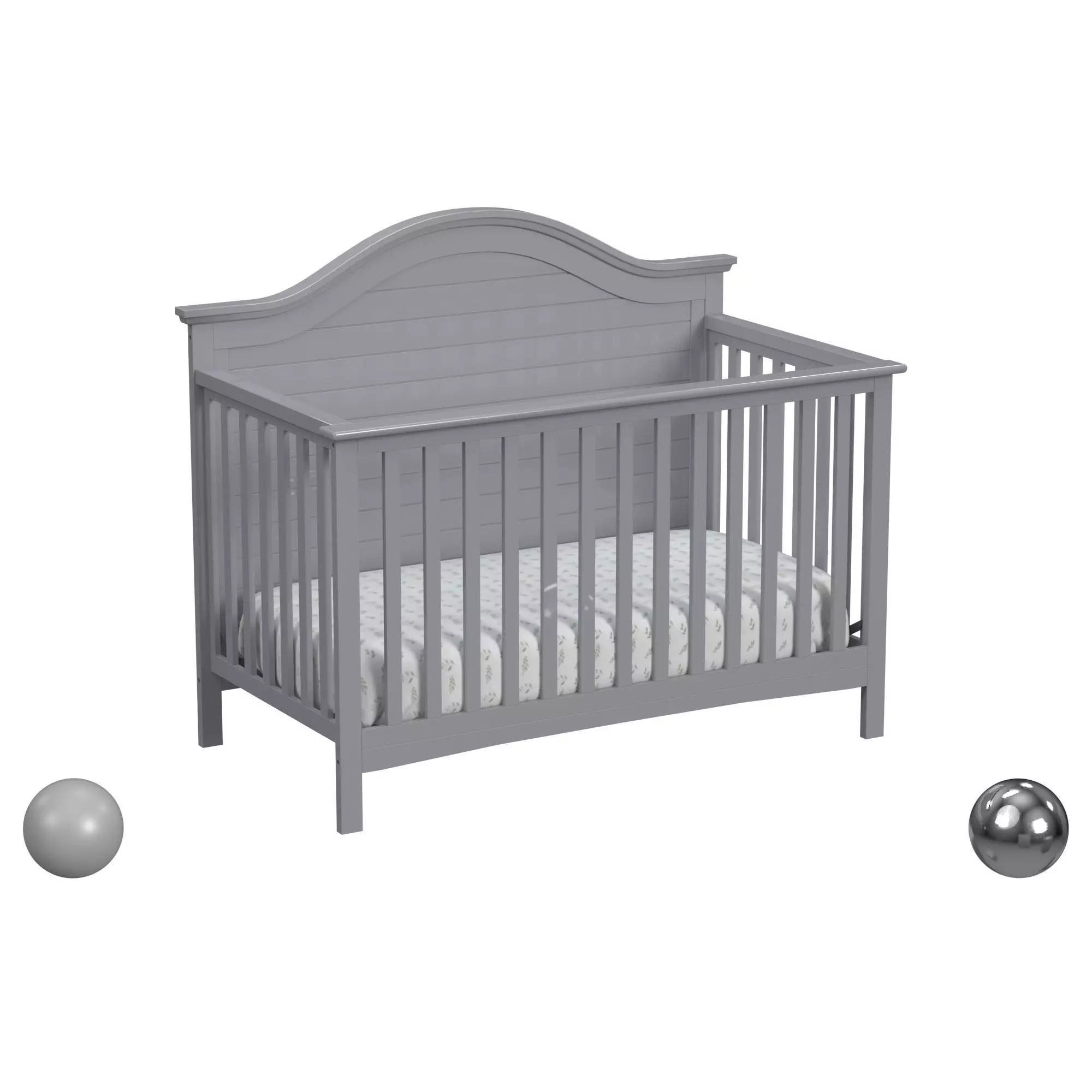 Nolan 4-In-1 Convertible Crib In Grey 3D model_0