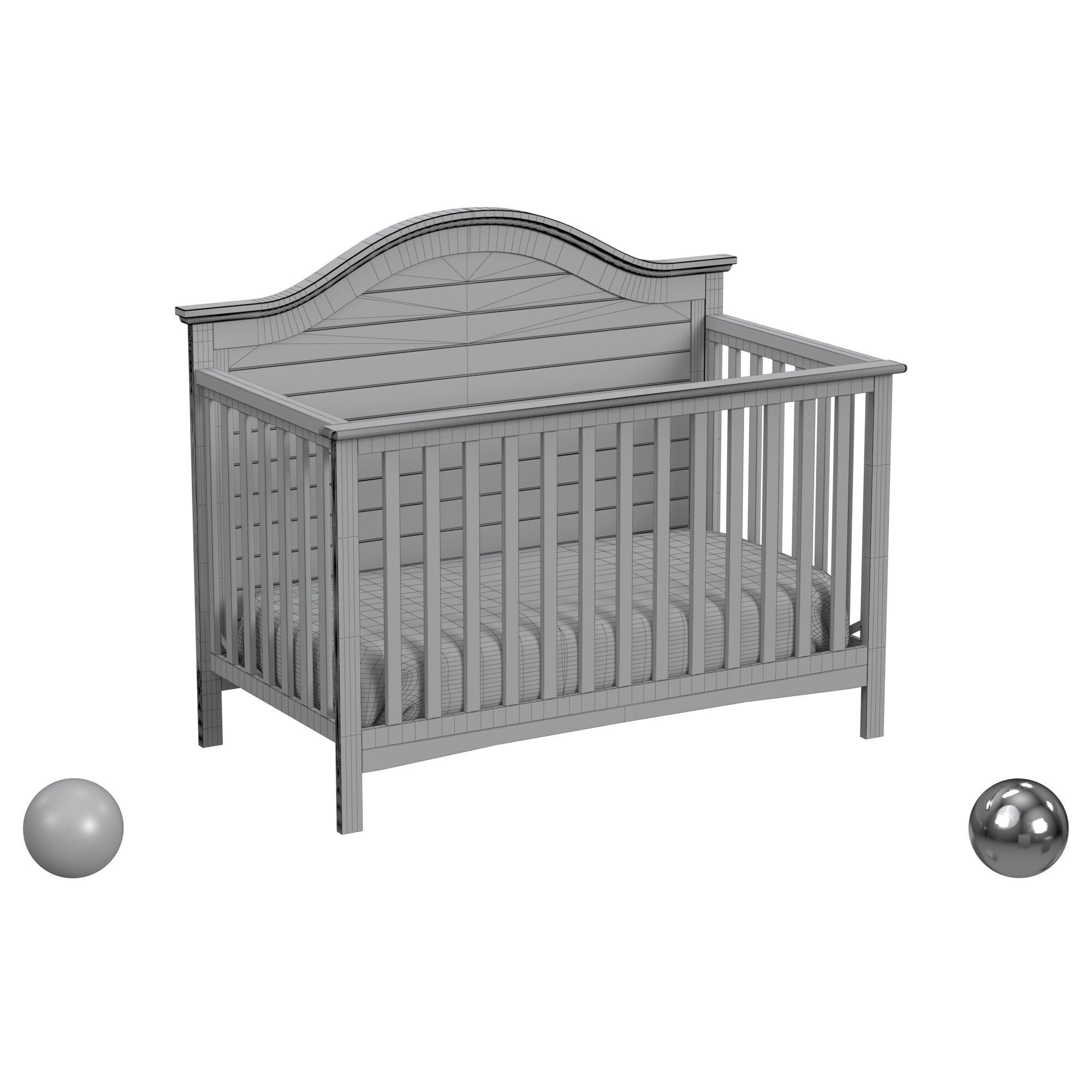 Nolan 4-In-1 Convertible Crib In Grey 3D model_3
