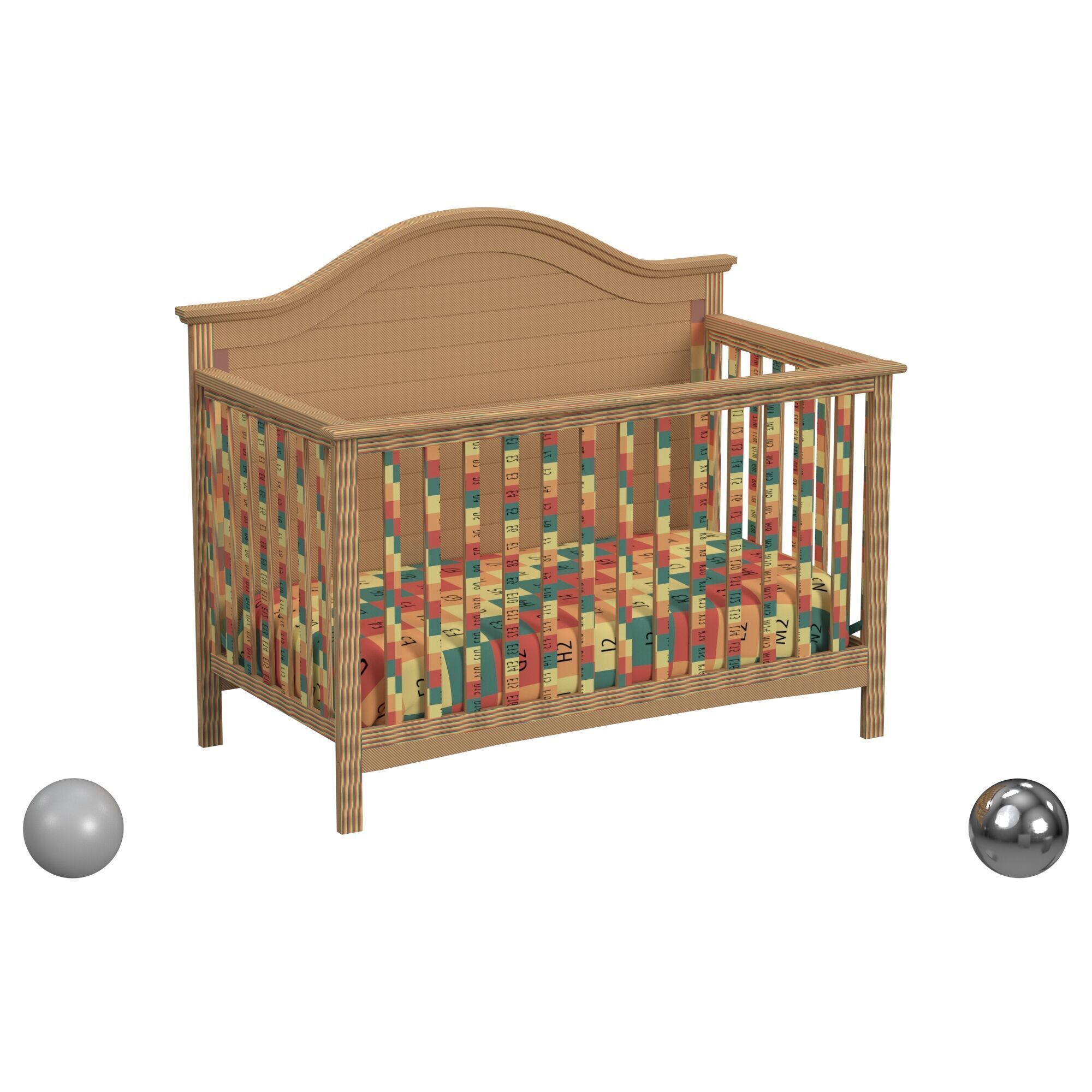 Nolan 4-In-1 Convertible Crib In Grey 3D model_2