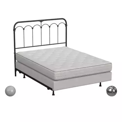 Jocelyn Full Metal Headboard with Frame and Matress Low-poly 3D model