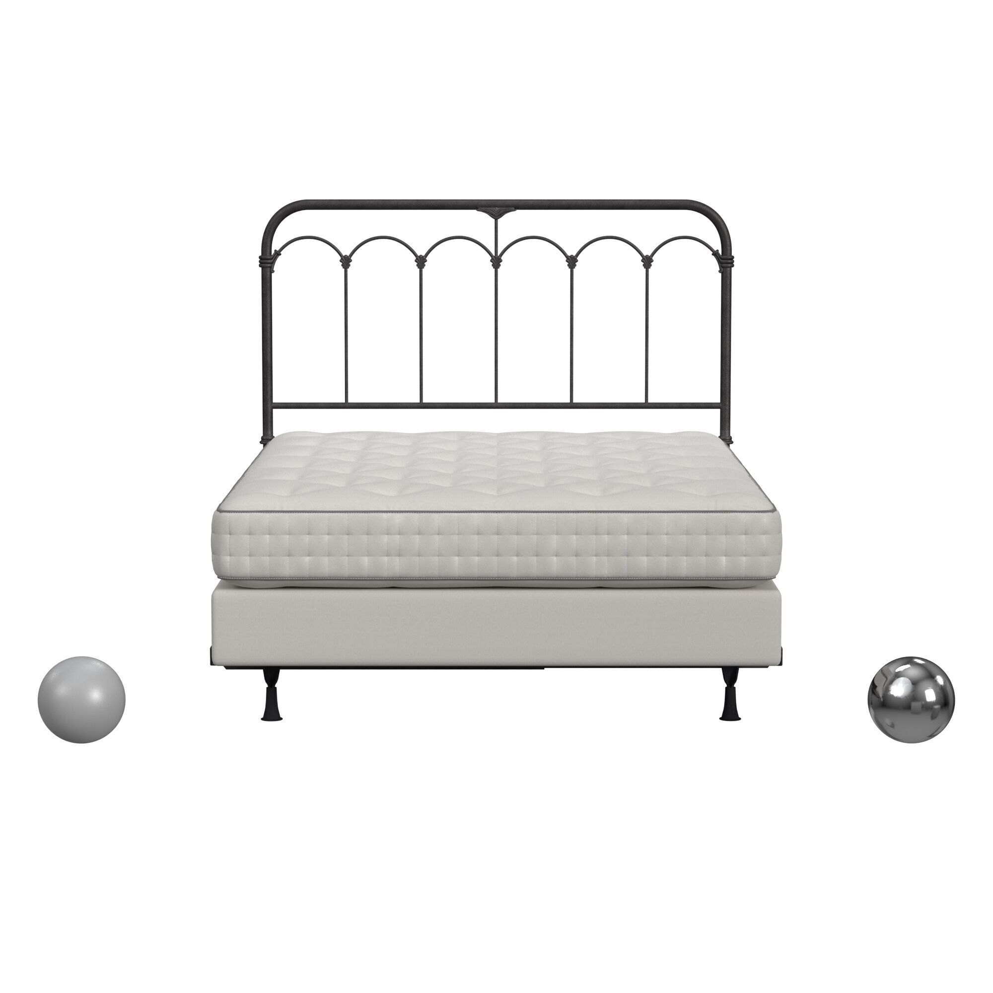 Jocelyn Full Metal Headboard with Frame and Matress Low-poly 3D model_1