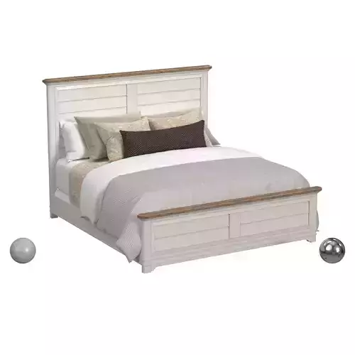 Meadowbrook Square Panel Headboard King White Greige