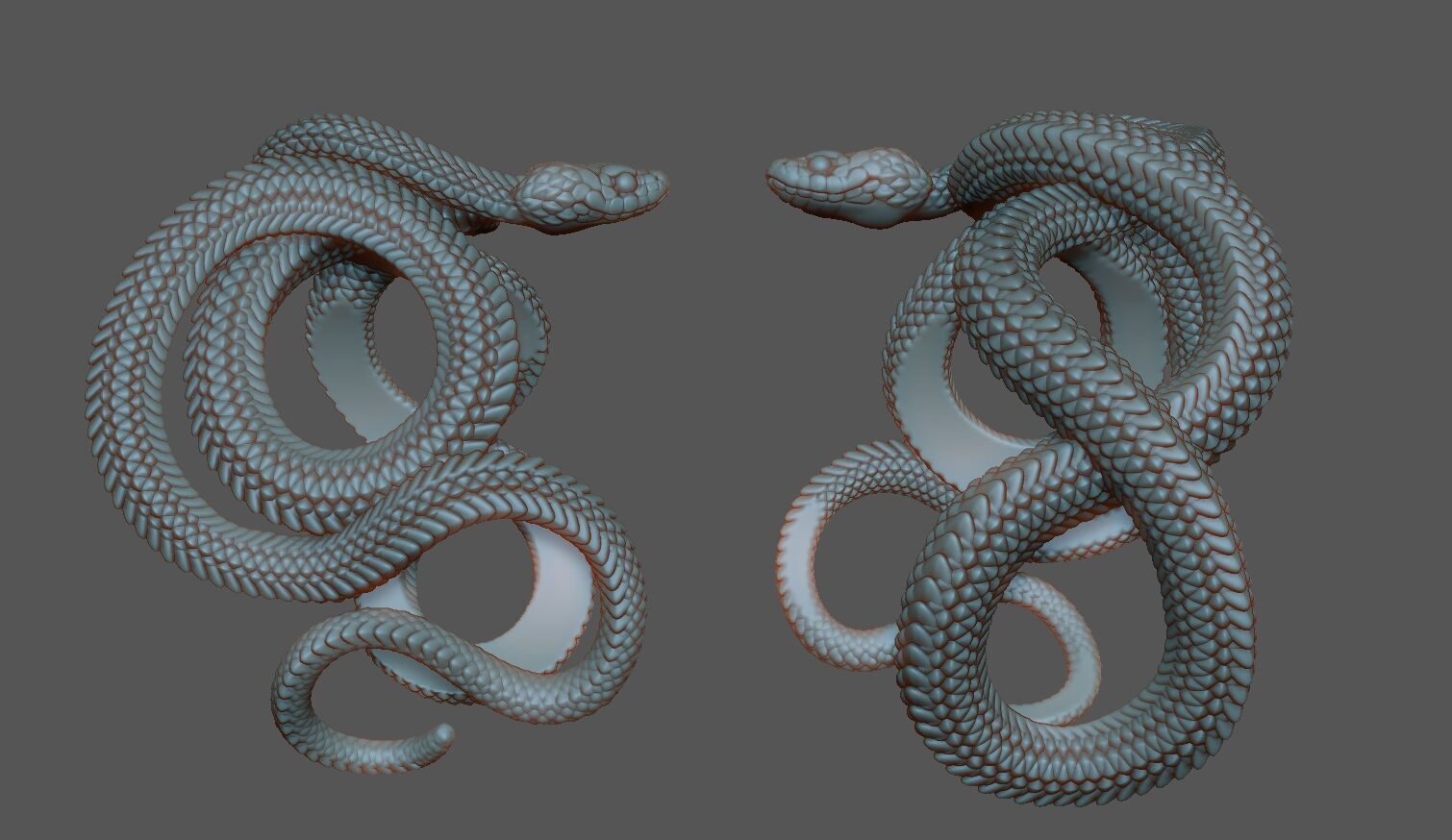 Snake Ring CAD 3D print model_3