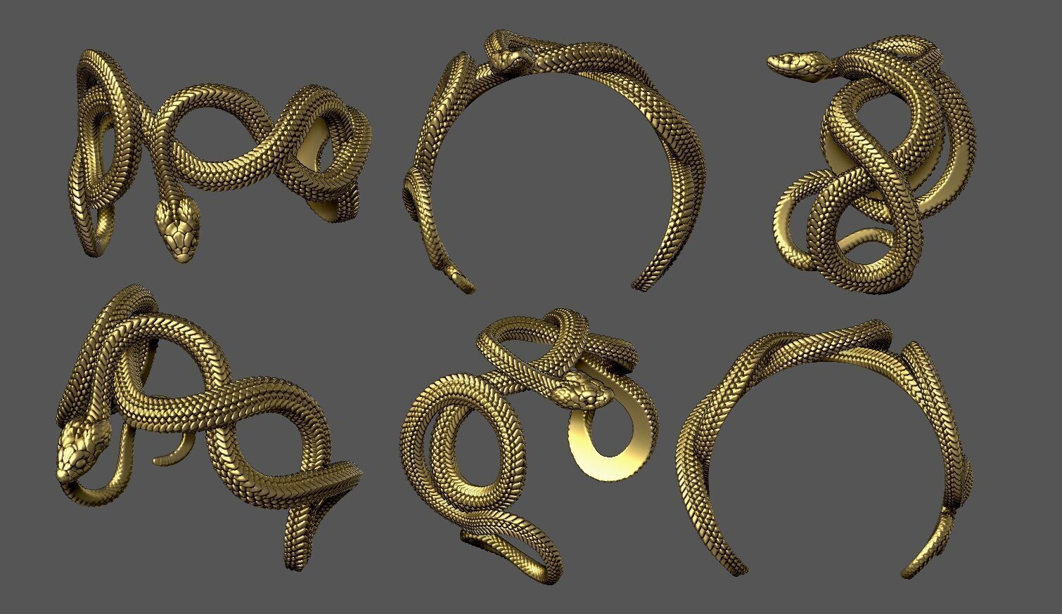 Snake Ring CAD 3D print model_7