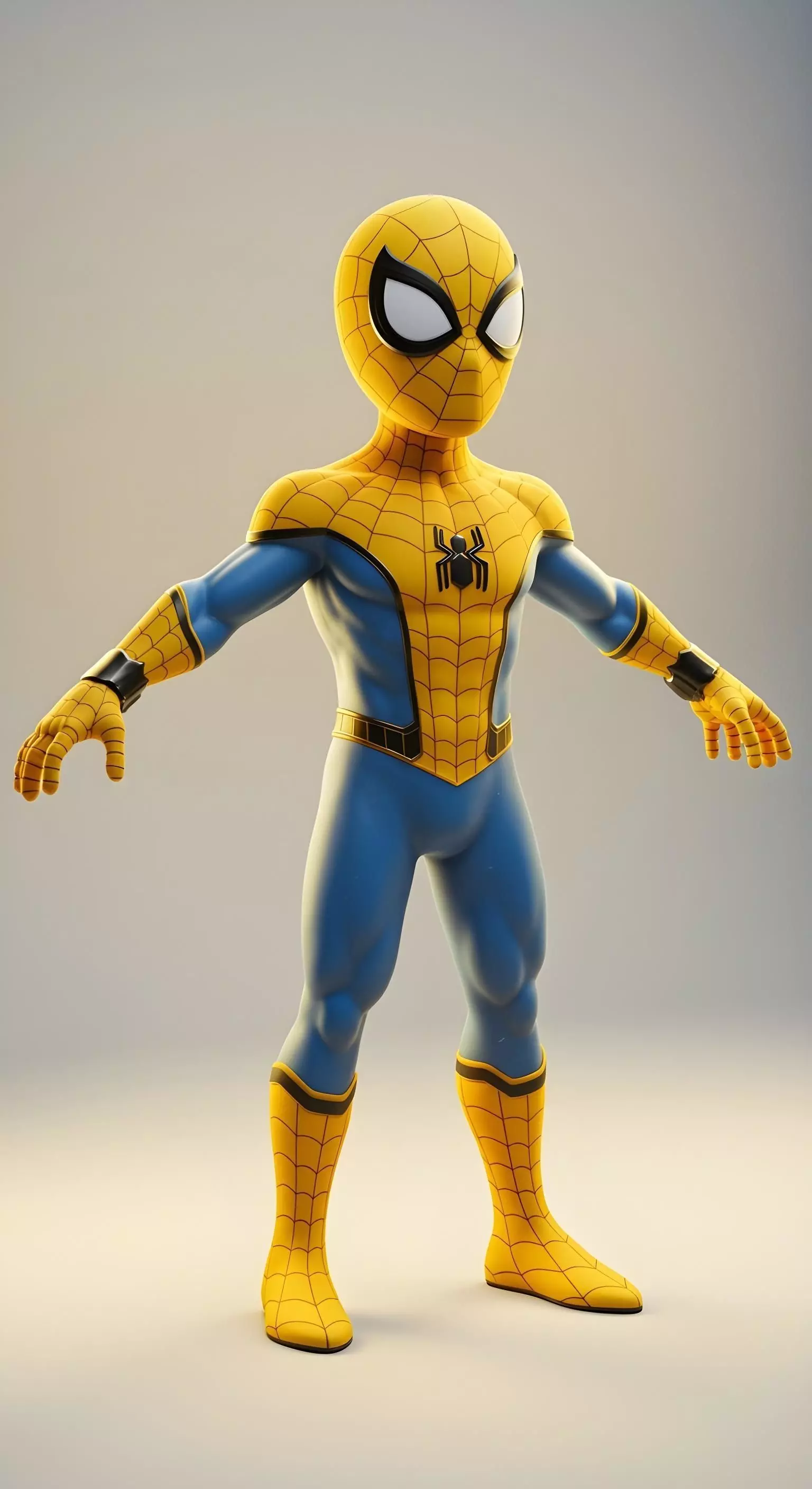 Yellow spiderman animated 3D model_0