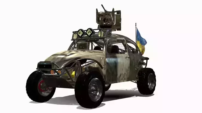 buggy 4x4 ucrania Low-poly 3D model