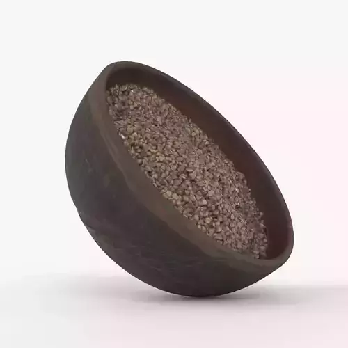 Photorealistic 3D scan of Bowl plate of buckwheat porridge Low-poly 3D model