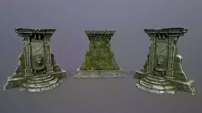 Lion fountain Low-poly 3D model