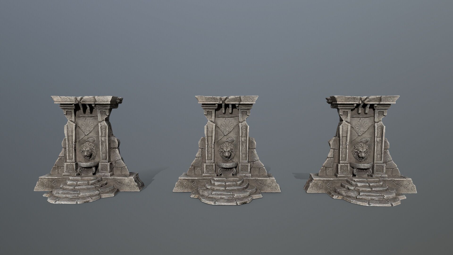 Lion fountain Low-poly 3D model_15