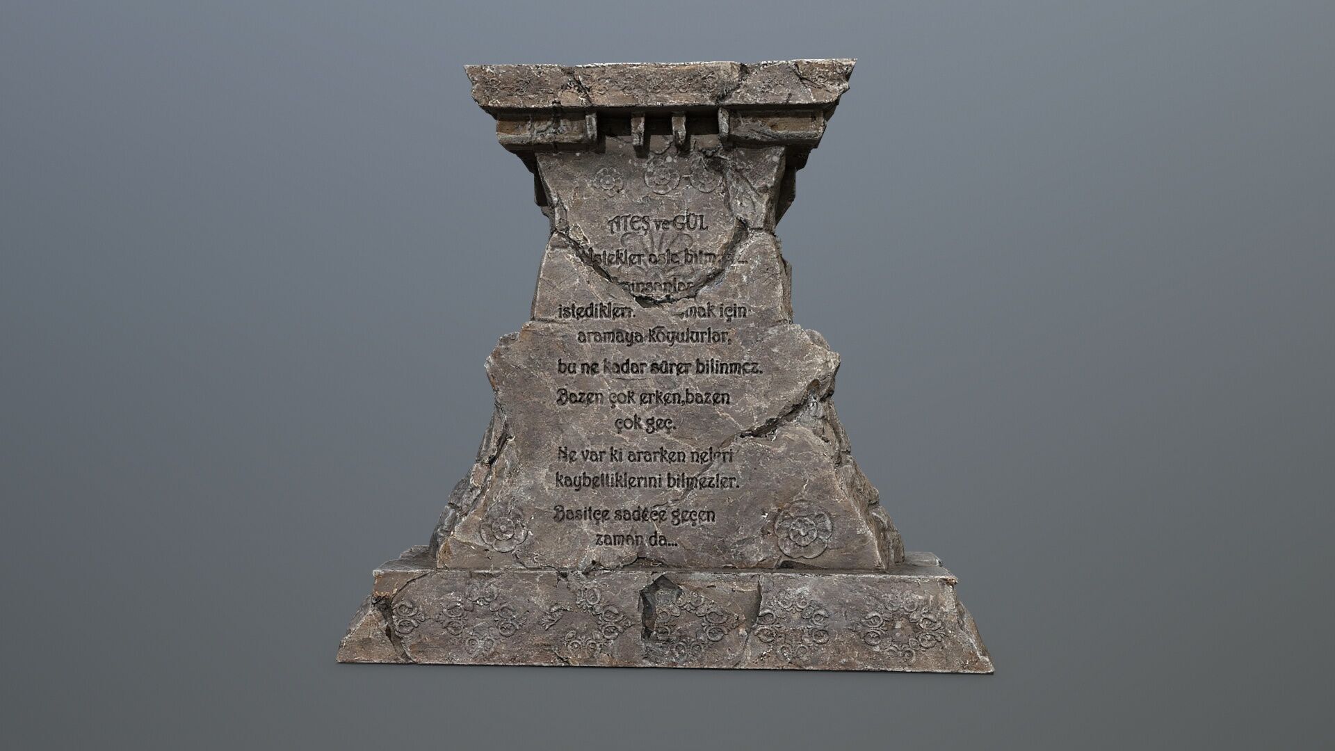 Lion fountain Low-poly 3D model_8