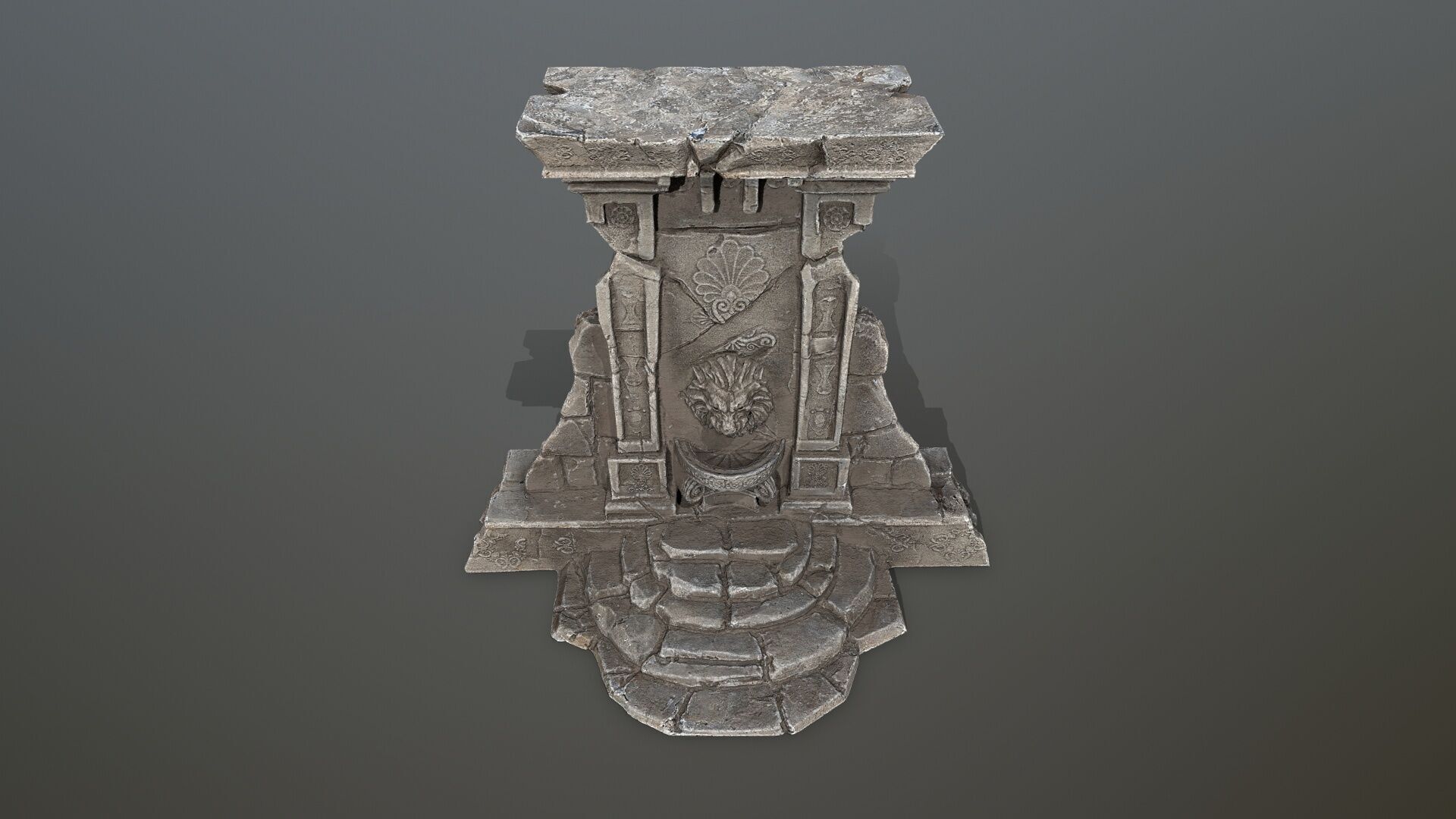 Lion fountain Low-poly 3D model_14