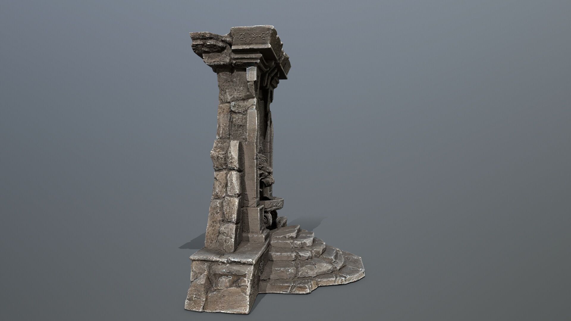 Lion fountain Low-poly 3D model_10