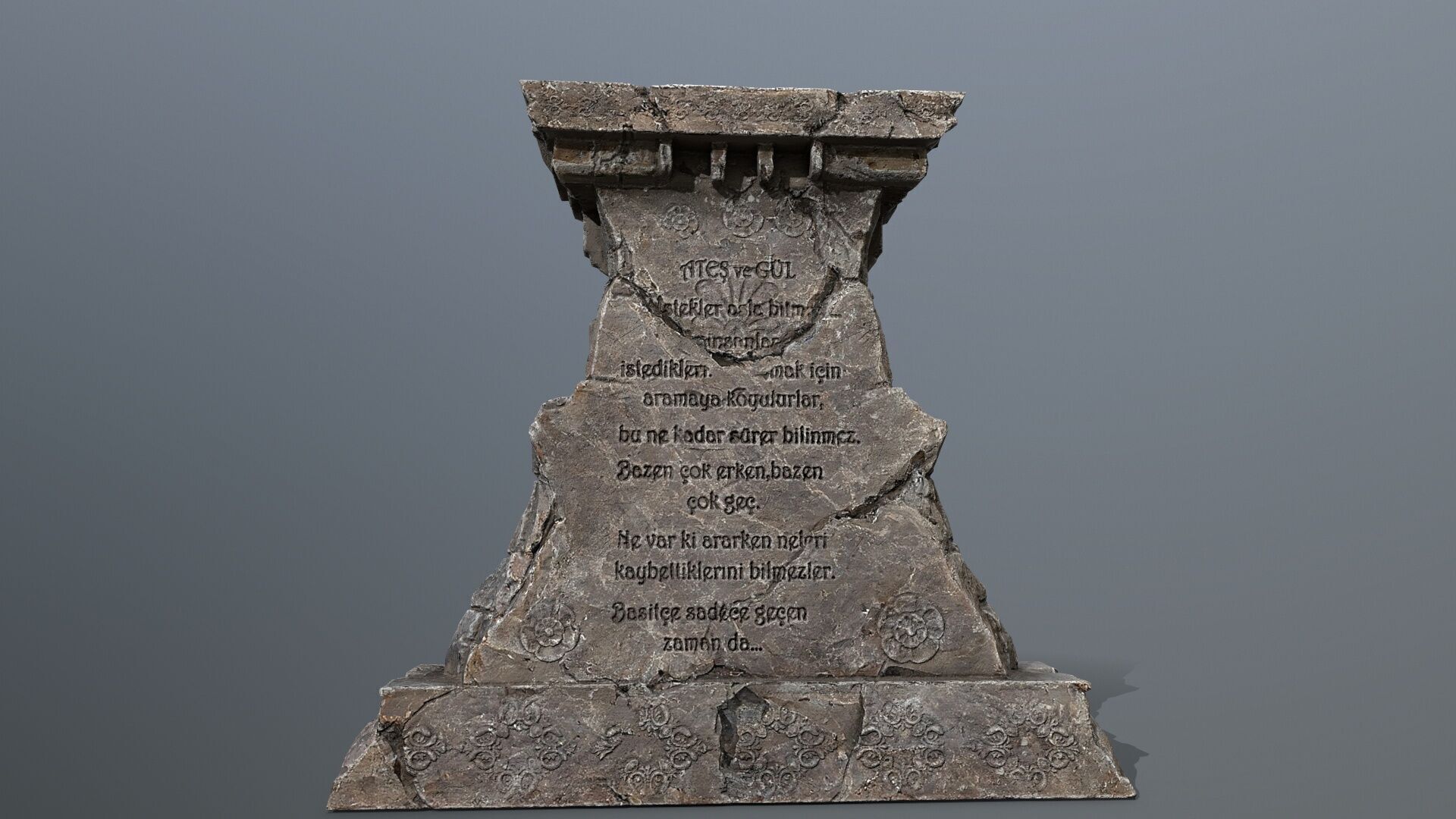 Lion fountain Low-poly 3D model_3