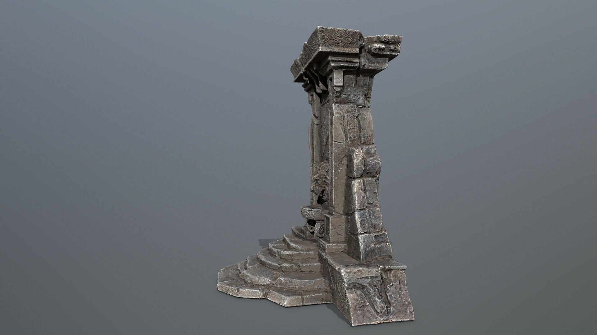 Lion fountain Low-poly 3D model_6