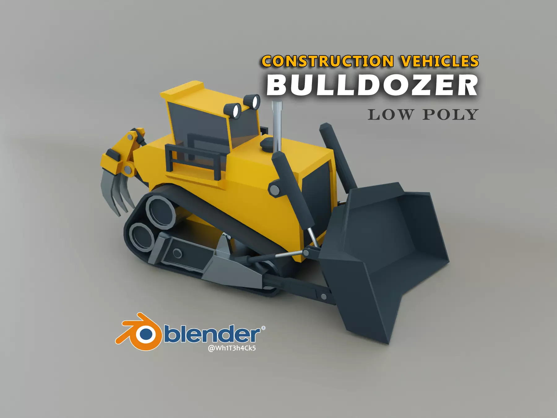 Bulldozer Heavy Vehicle Low-poly 3D model_0