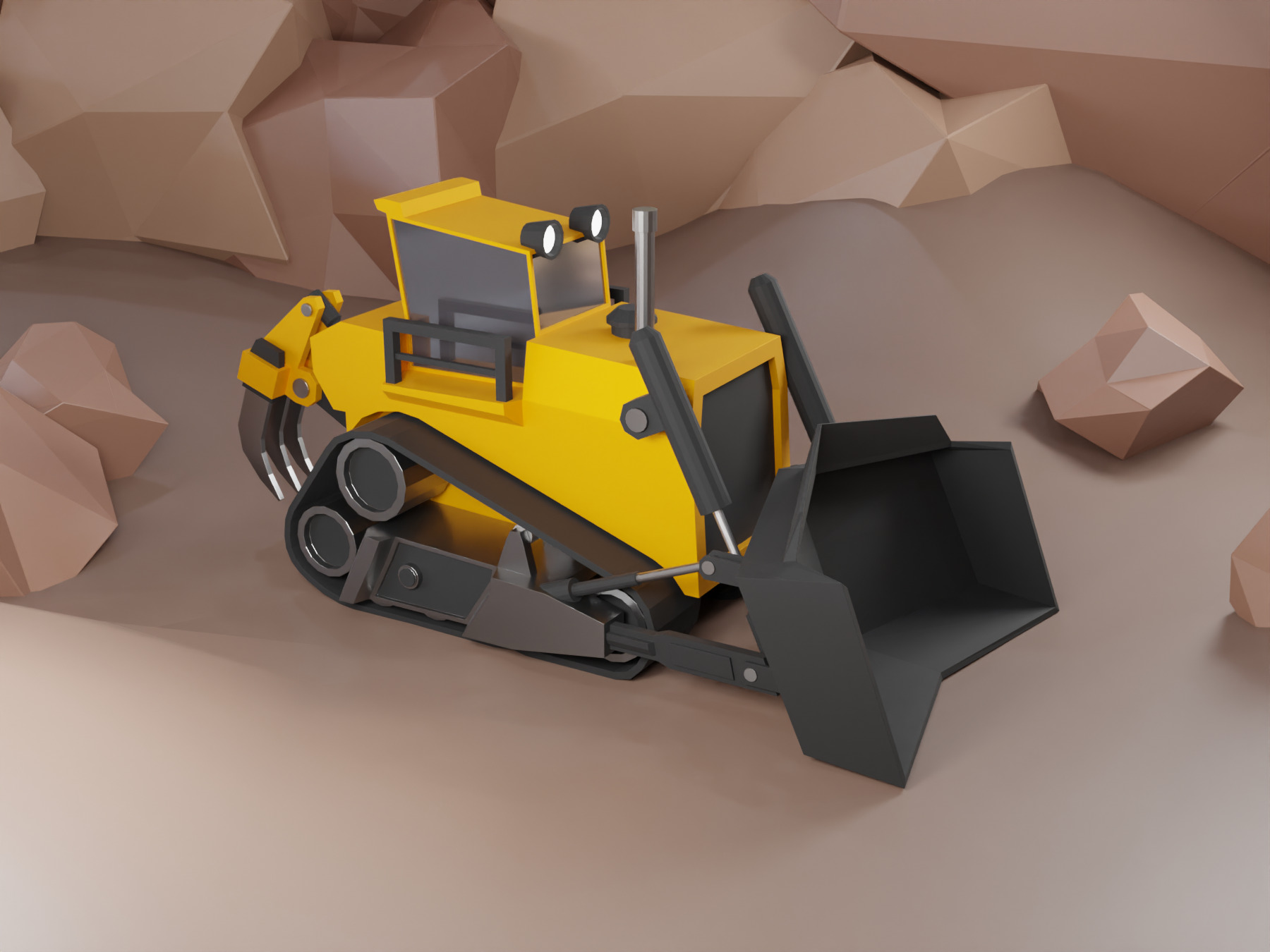 Bulldozer Heavy Vehicle Low-poly 3D model_1