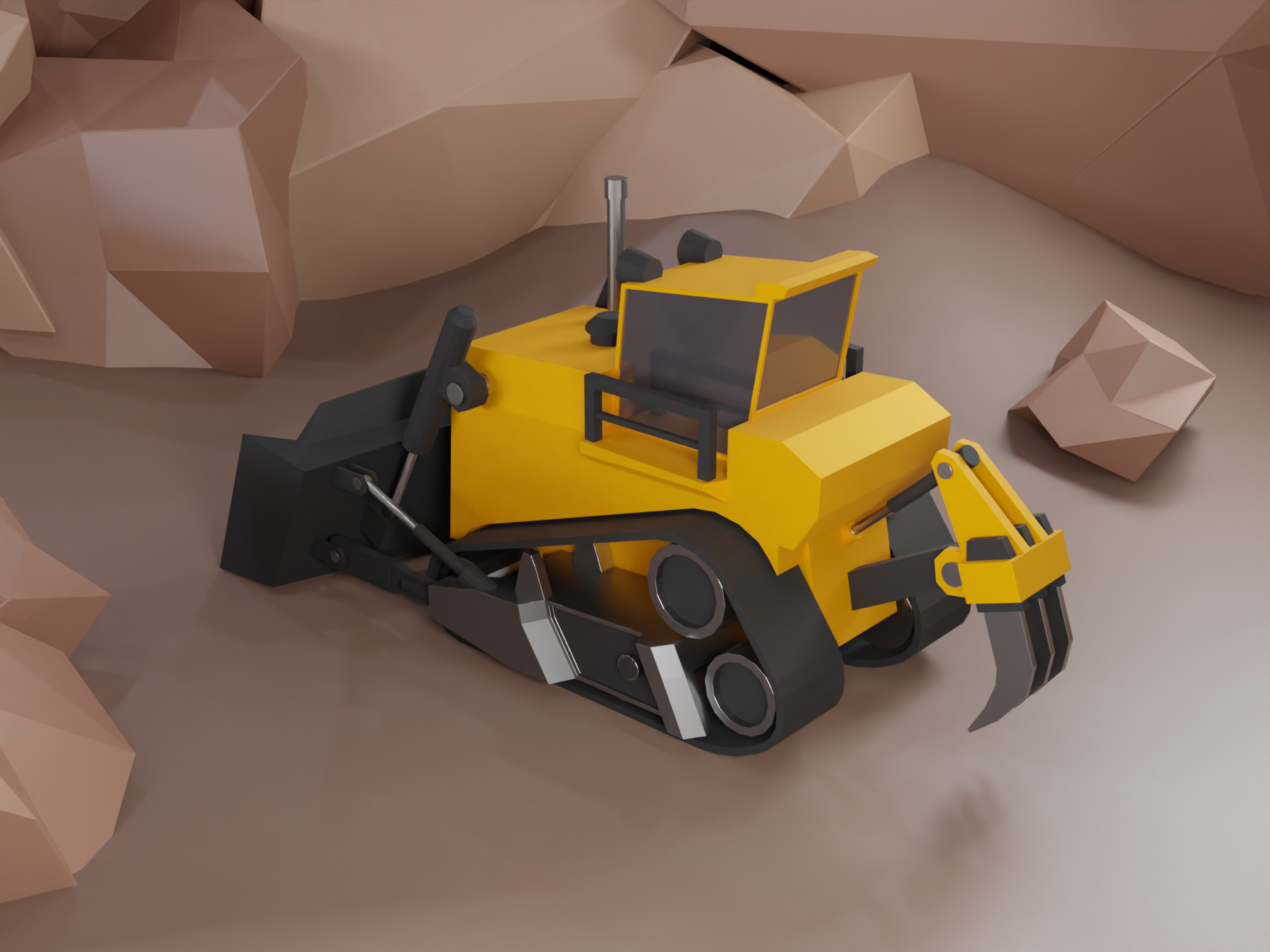 Bulldozer Heavy Vehicle Low-poly 3D model_3