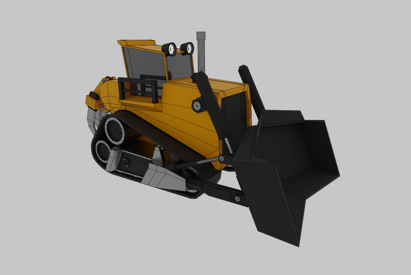 Bulldozer Heavy Vehicle Low-poly 3D model_4