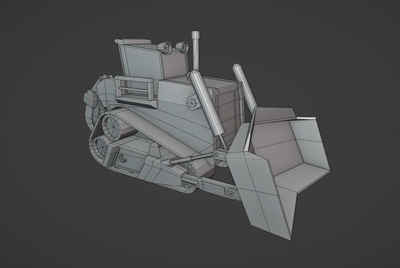 Bulldozer Heavy Vehicle Low-poly 3D model_6