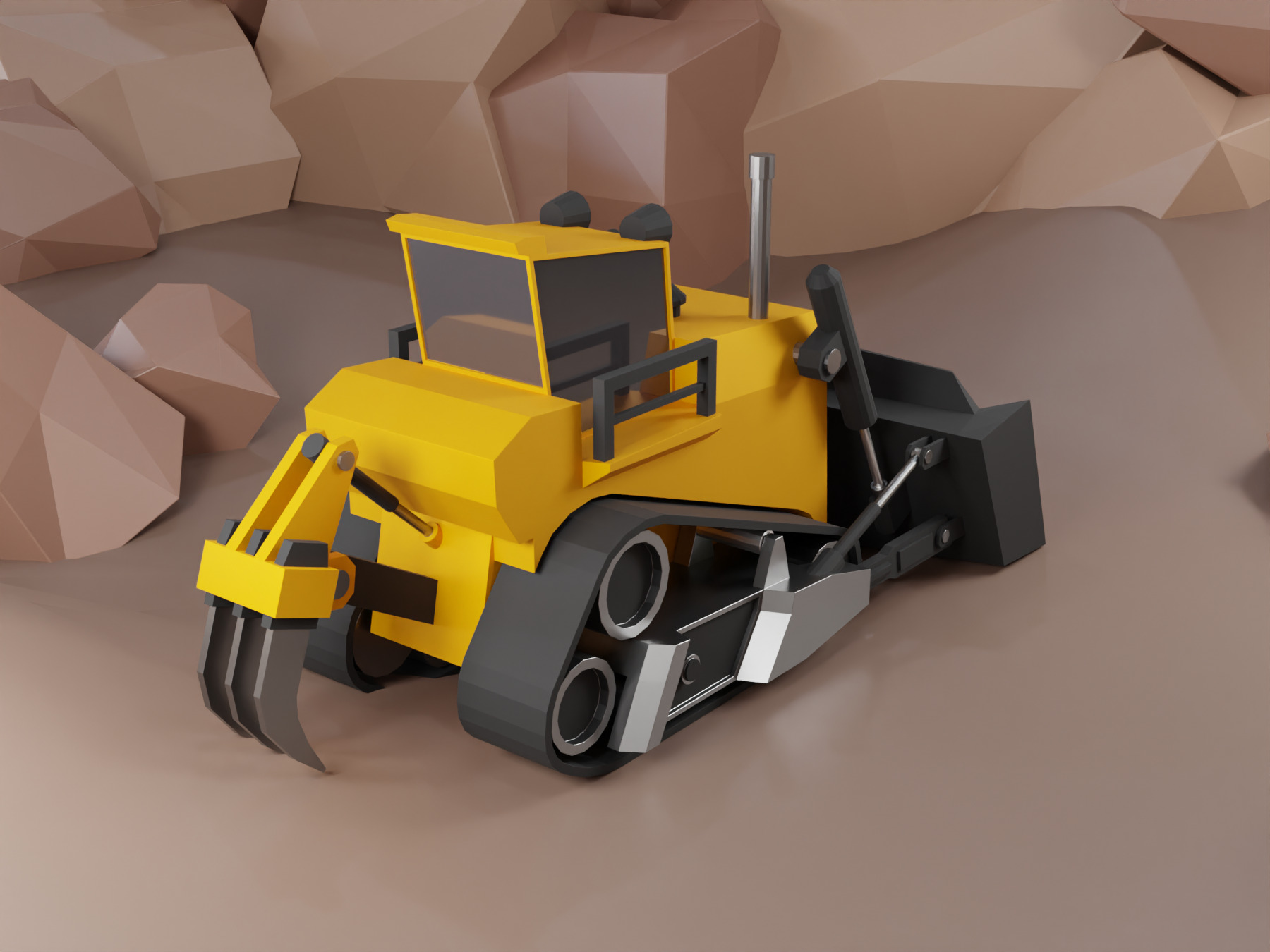 Bulldozer Heavy Vehicle Low-poly 3D model_2