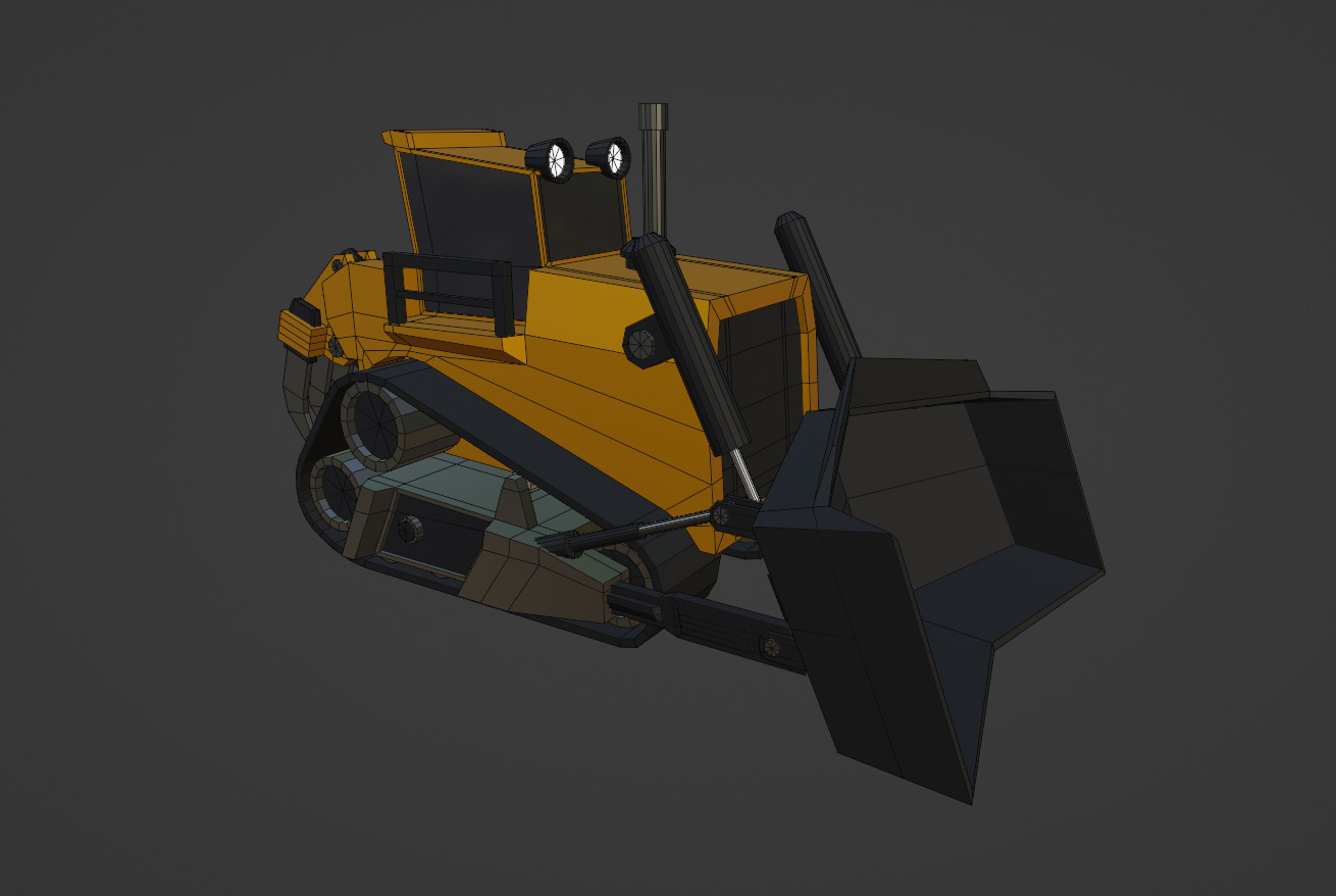 Bulldozer Heavy Vehicle Low-poly 3D model_5