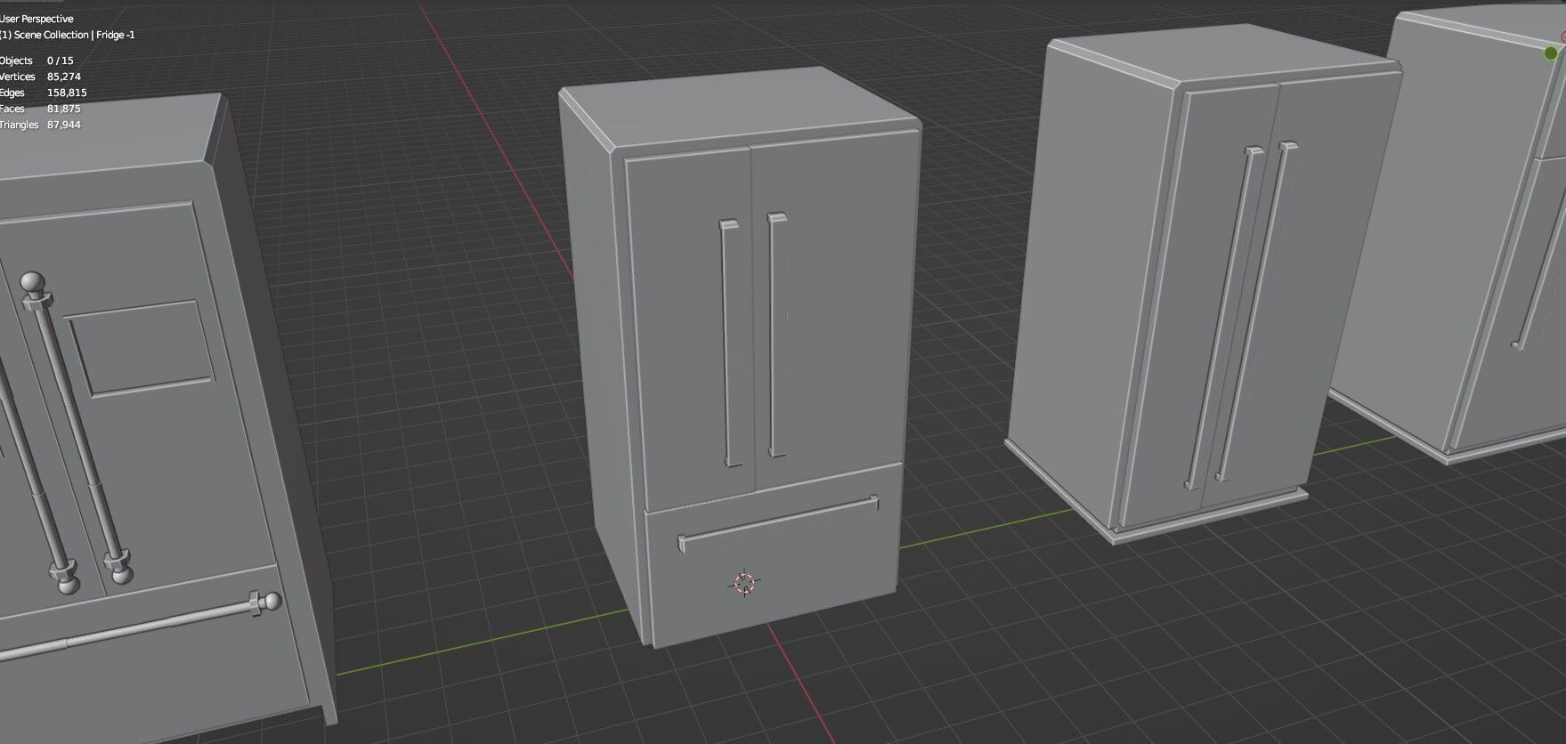 Low Poly 5 Refrigerator Mini Pack - 1 - Untextured Low-poly 3D model_25