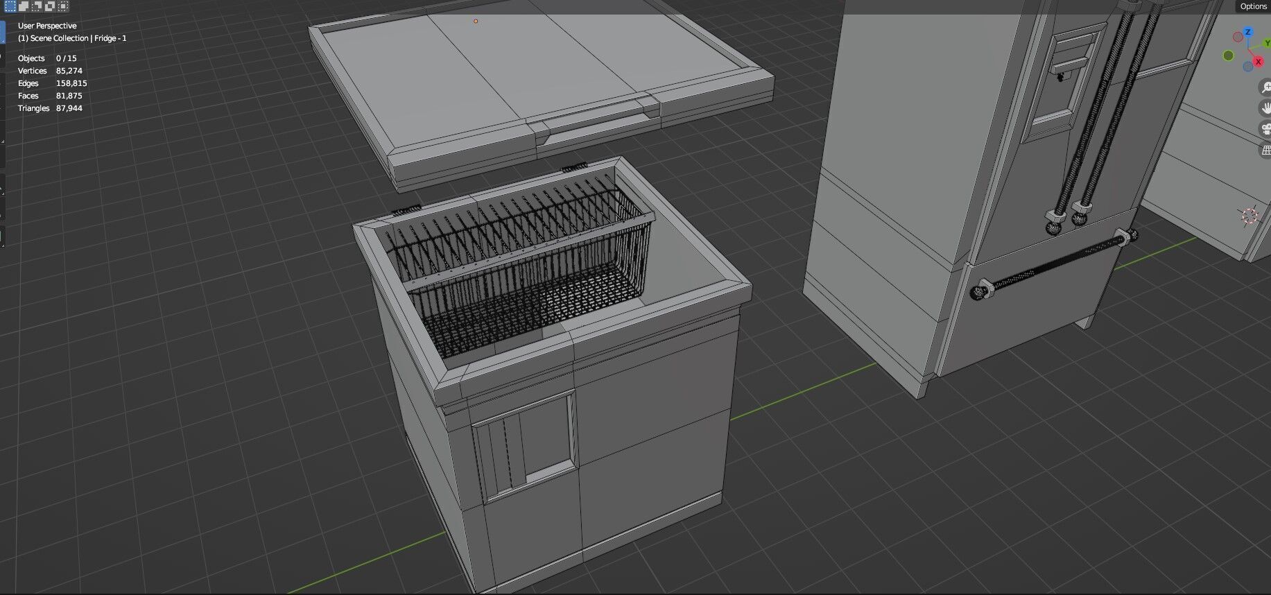 Low Poly 5 Refrigerator Mini Pack - 1 - Untextured Low-poly 3D model_15